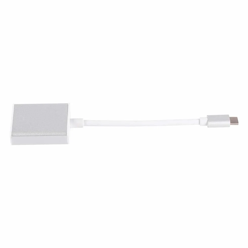 USB-C-zu-VGA-Adapter, USB 3.1 10-Gbit/s-Hochgeschwindigkeitsdatenrate zu HDMI-DVI/VGA-Port-Monitor-Projektor Laufwerksfreier Konverter für Serien(Silber)
