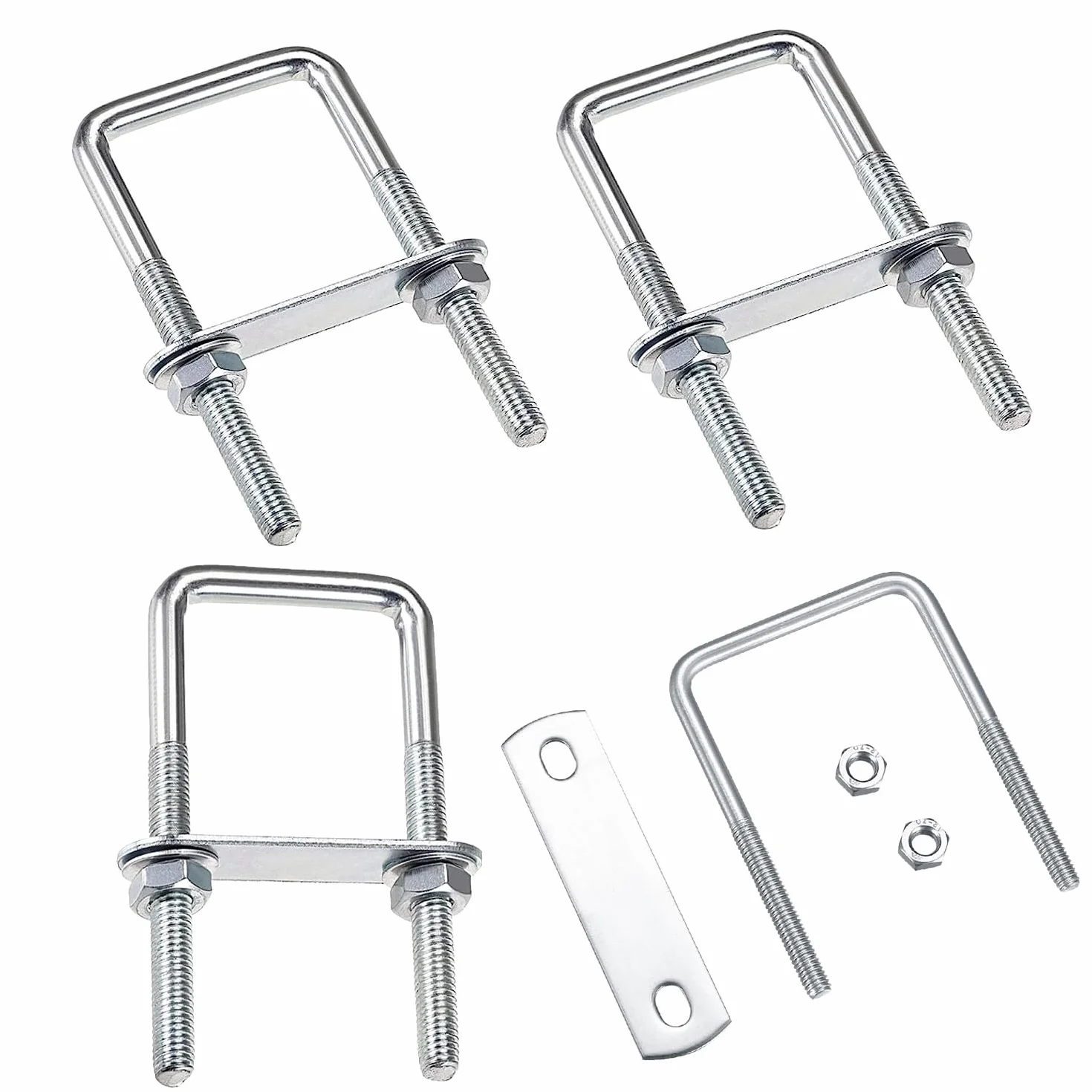 4 sztuki śrub U M8 U-Bolts, M8 40 x 100 mm, śruby w kształcie litery U, śruby w kształcie litery U, śruba U ze stali nierdzewnej, śruby U z nakrętkami i płytą ramową, do instalacji przemysłowej