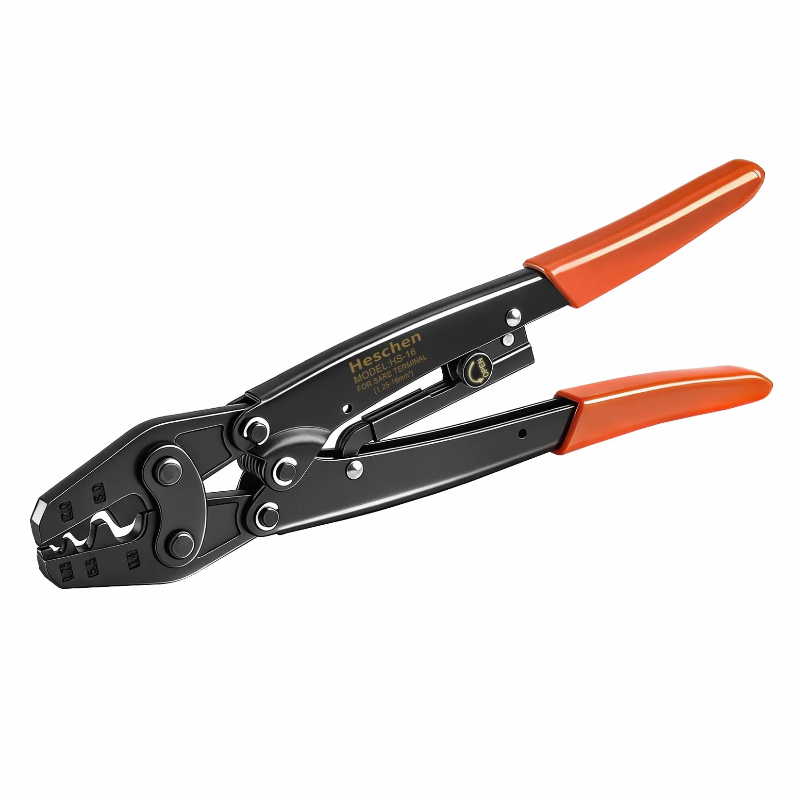 Heschen Narzędzie do zaciskania zacisków z grzechotką HS-16 do zacisków nieizolowanych 1,5-16 mm² (15-5AWG) (typ punktowy)