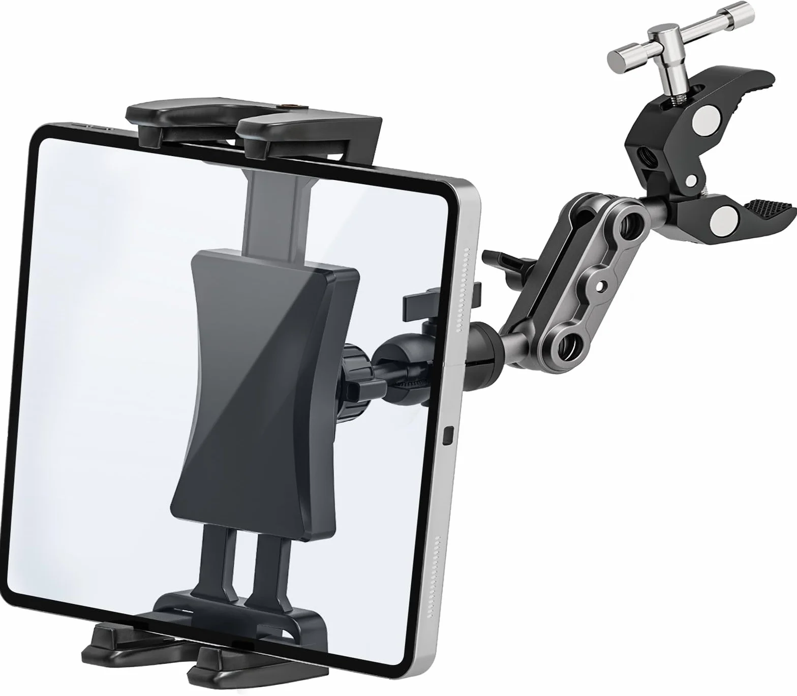 Tendak Uchwyt na iPada do rowerka treningowego, statywu mikrofonowego, 360 stopni regulowany uchwyt zaciskowy pasuje do iPad Pro 12.9, Air Mini, Surface Pro, Samsung Galaxy Tab, wszystkich telefonów i