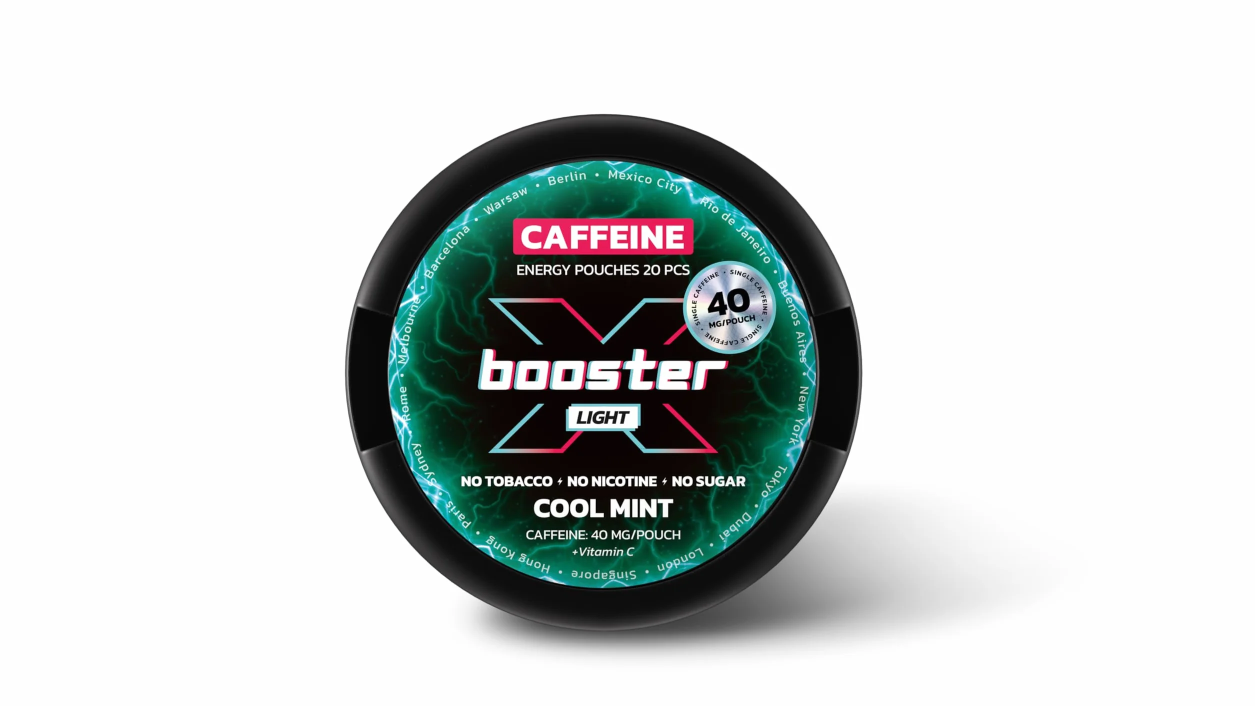 Woreczki Energetyczne X-Booster Cool Mint 40mg, Saszetki Energetyczne z Kofeiną Snus Kofeinowy o Smaku Cool Mint