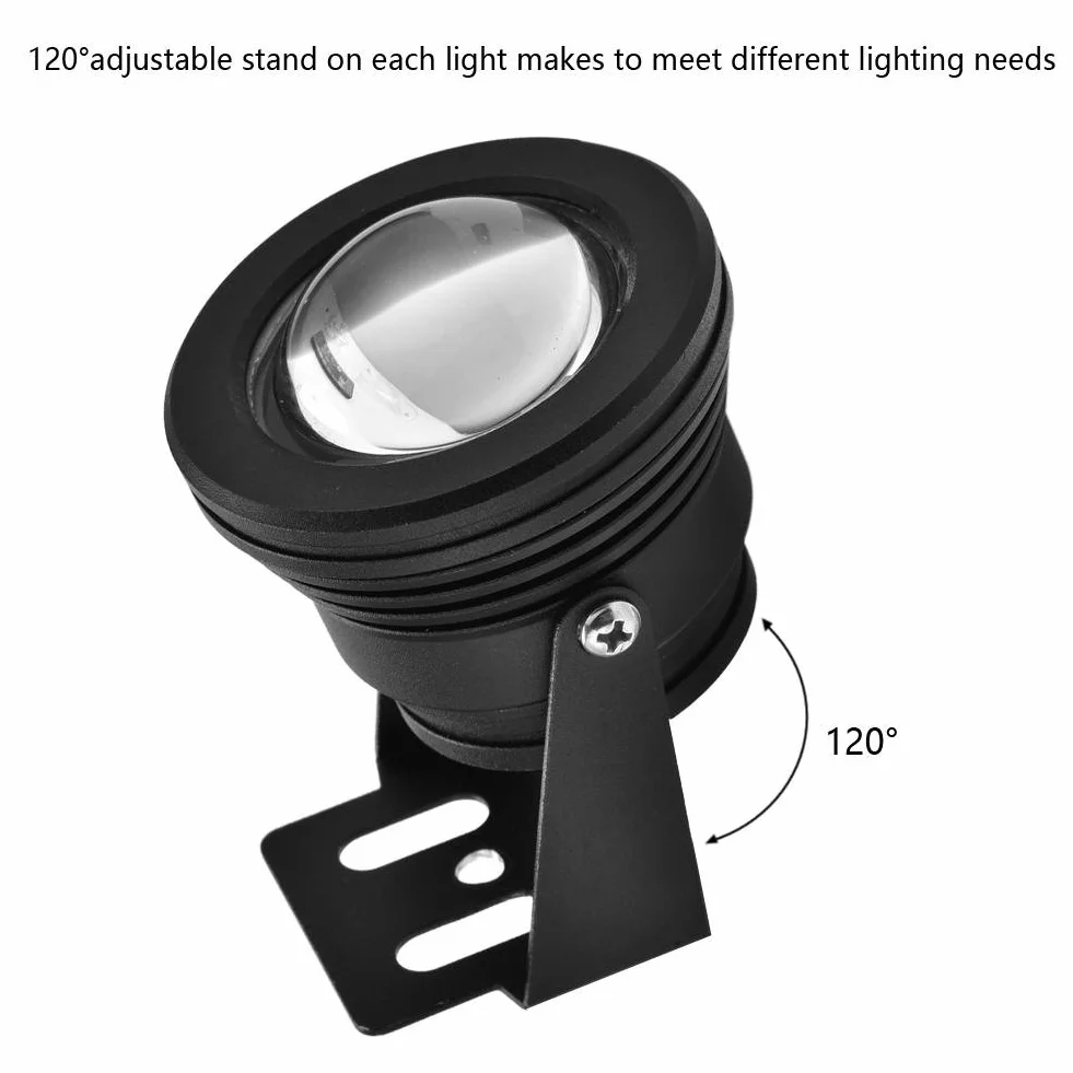 Fdit Underwater Light Remote Control Pond Light 12V 10W RGB Wodoodporna punktowa LED do akwarium do basenu rybnego Garden Black
