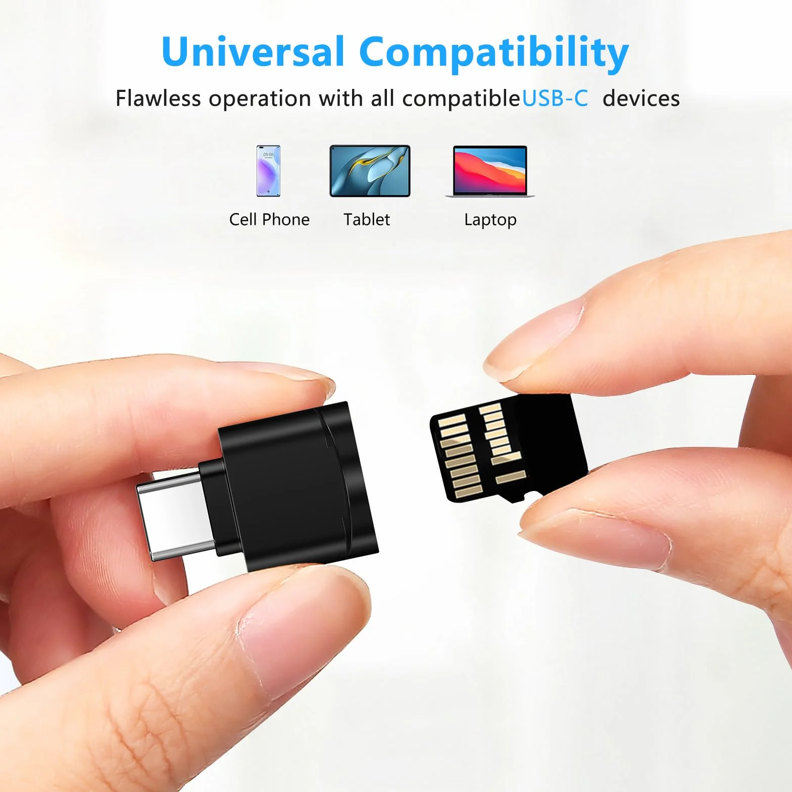 Czytnik kart TF Micro SD USB C USB Adapter do laptopów MacBook Samsung Galaxy Czarny
