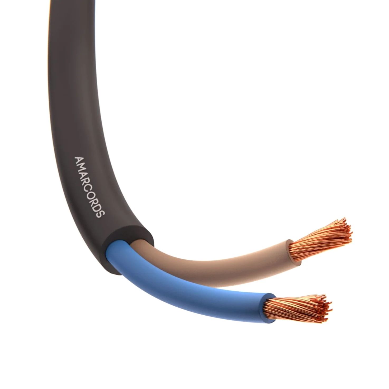 Amarcords - Kabel elektryczny dwubiegunowy sekcja 2x1mm kolor CZARNY. Okrągły kabel zasilający typu H05VV-F, 30 metrów