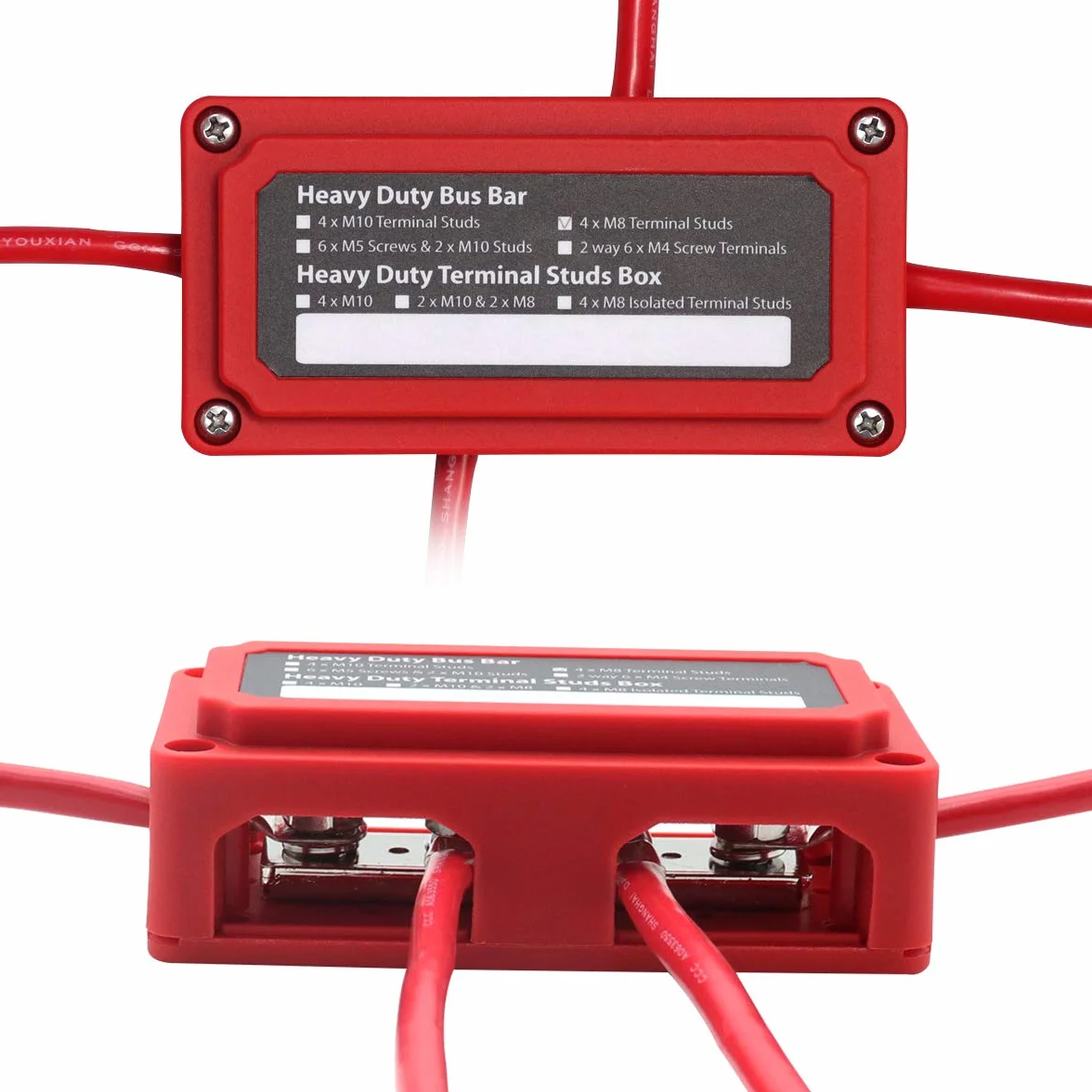 T Toca szyna zbiorcza 12 V - 48 V Heavy Duty Busbar 300 A z 4 x bolcami M10, blok przyłączeniowy, pozytywny blok rozdzielacza prądu, 300 A, szyny zbiorcze DC Bus Bar do samochodów osobowych