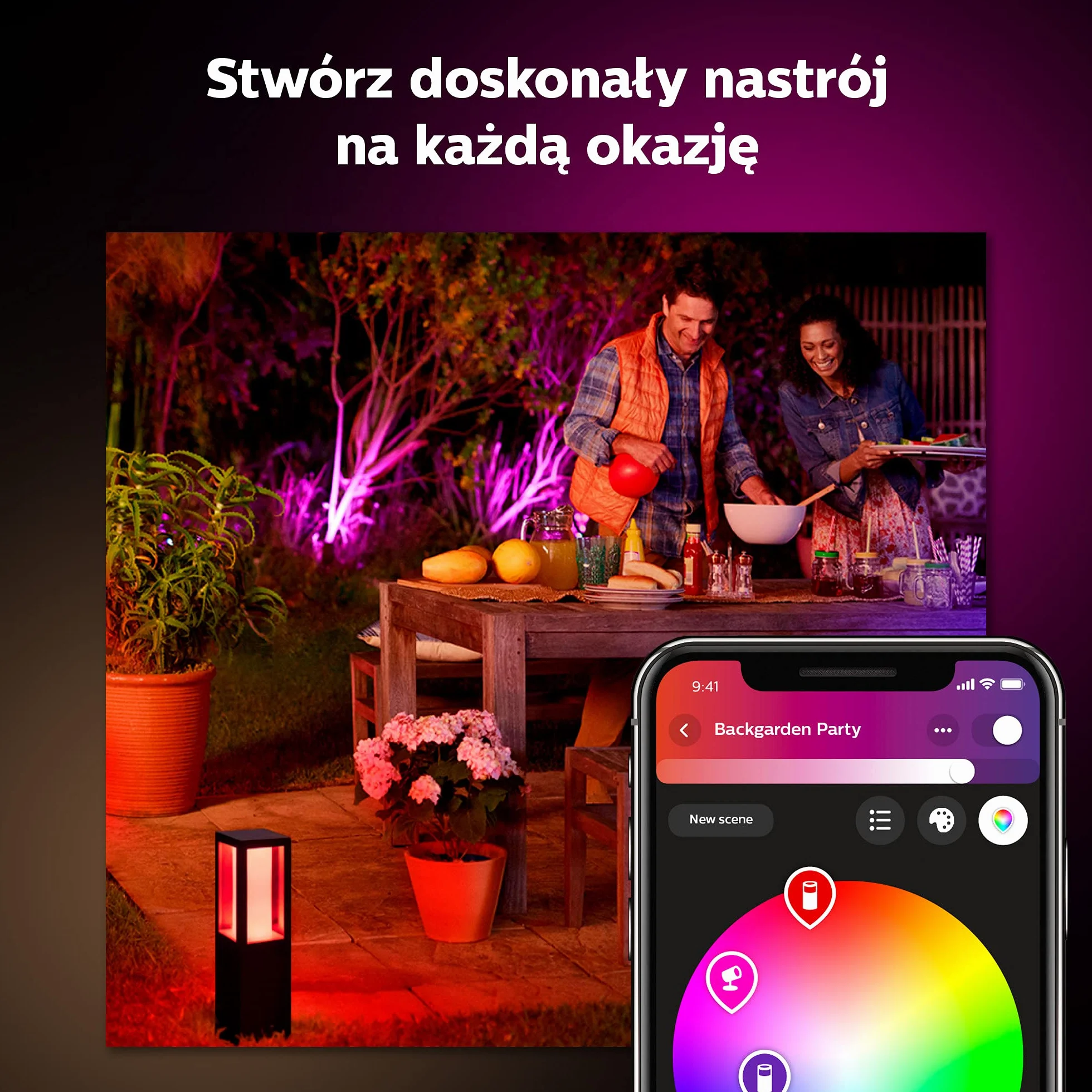 Philips Hue White and color ambiance Taśma LED 2 m – tereny zewnętrzne Taśma LED 1 × 2 m Białe i kolorowe światło Zasilacz w zestawie Inteligentne sterowanie dzięki mostkowi Hue Bridge*