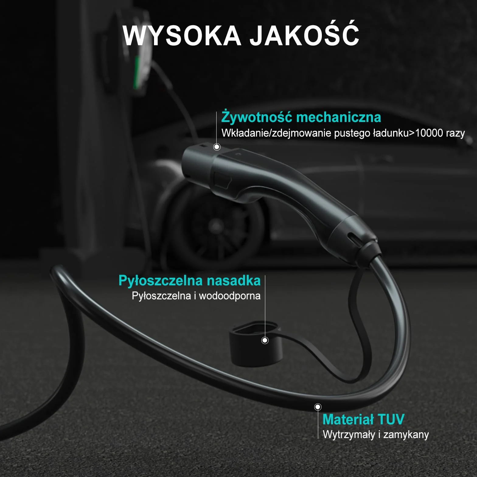 BENY Kabel do ładowania Typ 2 7,2kW 32A, 5m, do EV i PHEV, Kabel do ładowania samochodów elektrycznych z torbą transportową, 1-fazowy, IP54, IEC 62196-2