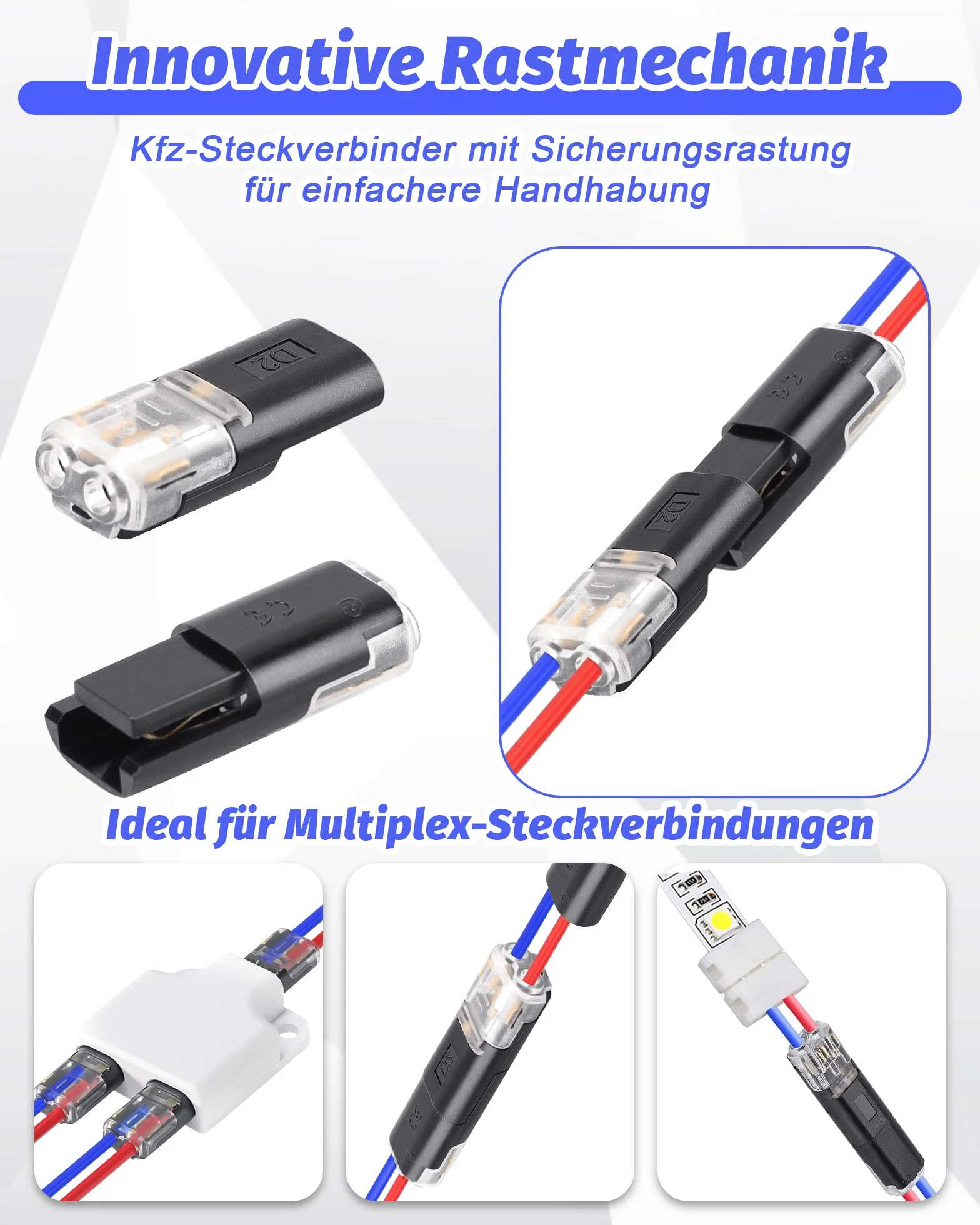 Wodoszczelne złącze kablowe 2-biegunowe 12V 18-22 AWG do samochodu