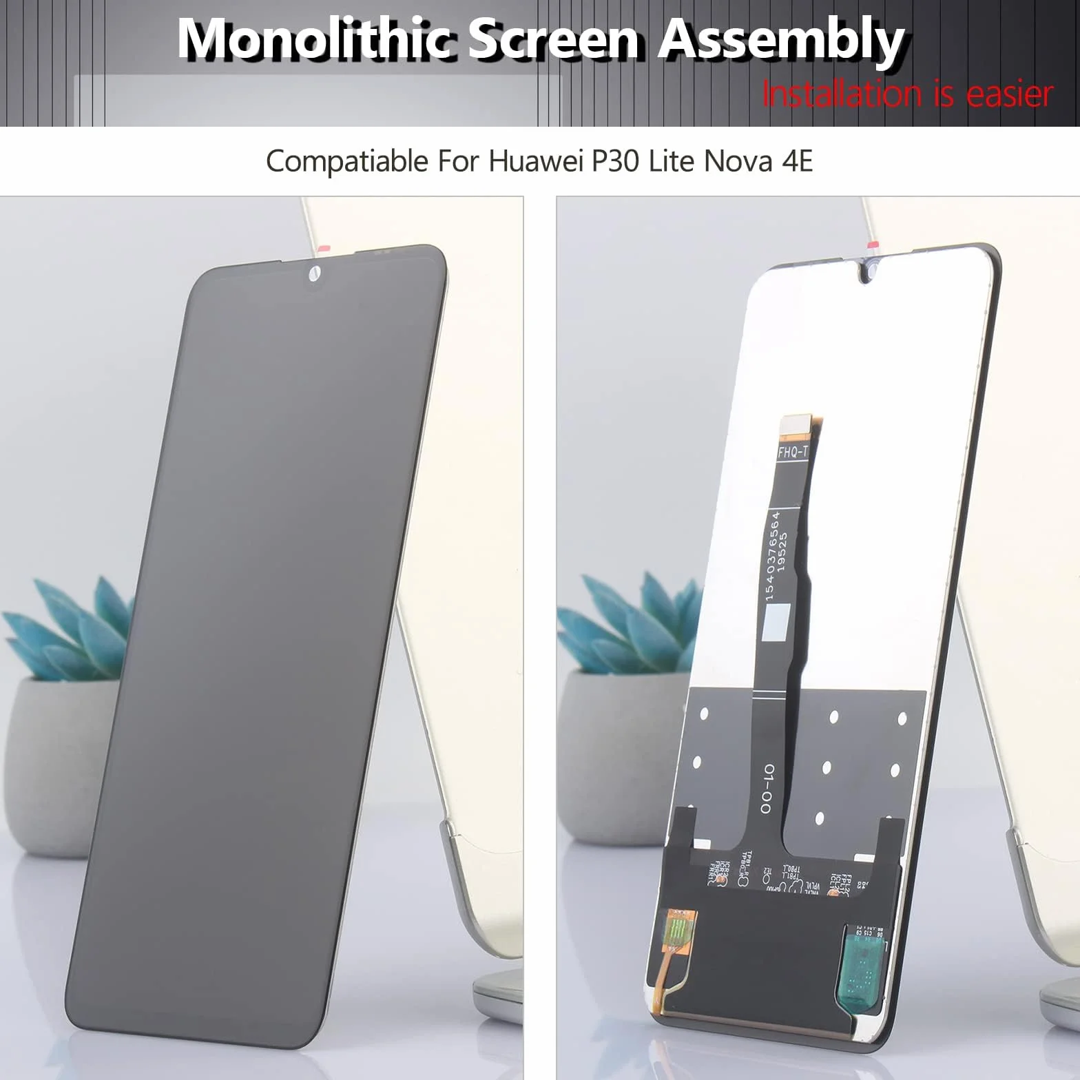 Ekran dotykowy LCD 6,15" do Huawei P30 Lite/Nova 4E MAR-L01A MAR-L21A MAR-LX1A czarny