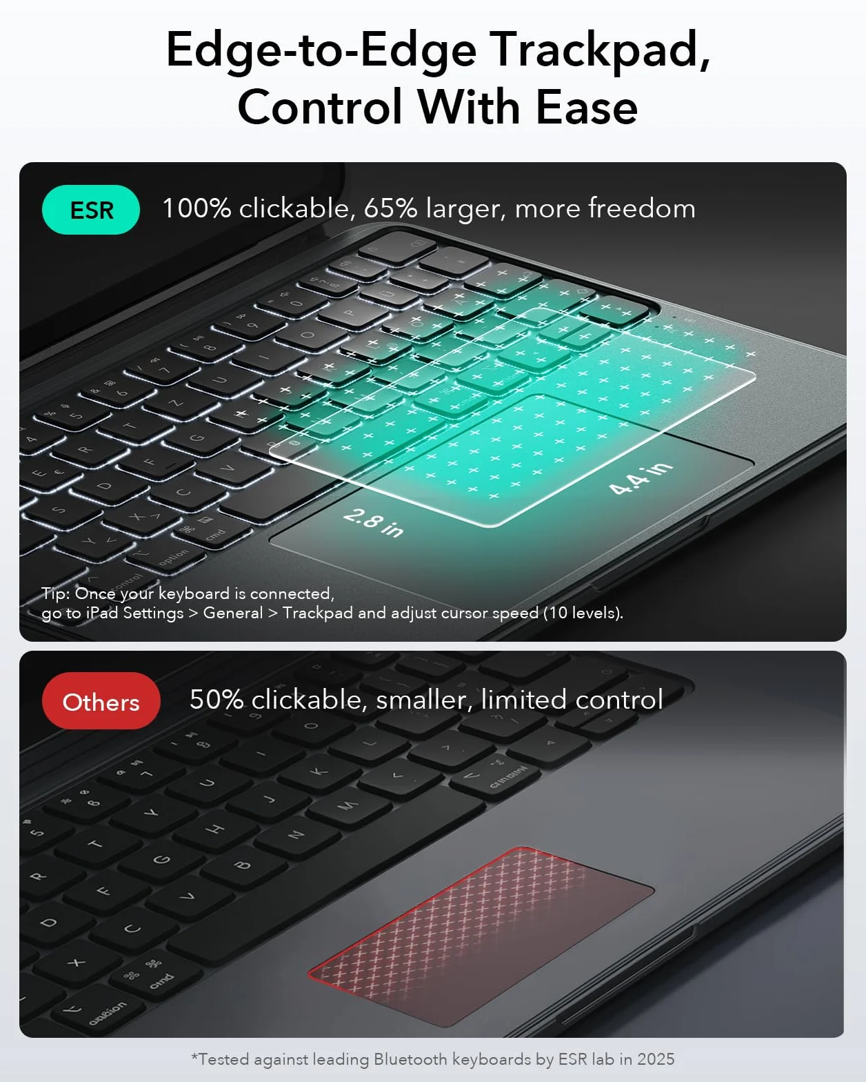 ESR Etui z klawiaturą do iPad 11" (A16) 2025/10. generacji, seria Shift, ciemnoszary