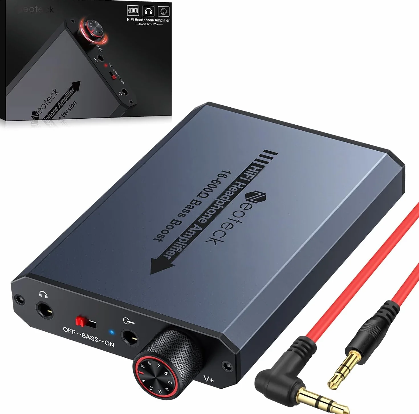 Neoteck wzmacniacz do słuchawek 3,5 mm 16-600Ω przenośny audio do telefonów MP3 MP4 komputer PS4 PS5