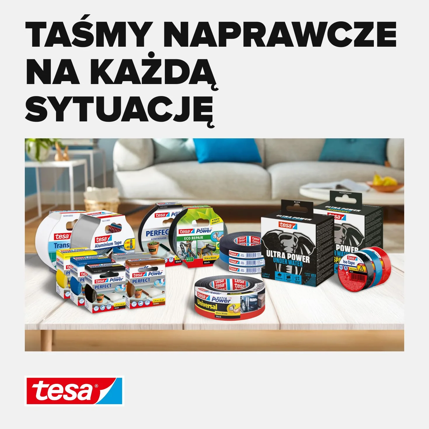 tesa extra Power uniwersalna taśma dwustronna - bardzo mocna taśma samoprzylepna - uniwersalna taśma dwustronna do napraw, mocowania, uszczelniania i nie tylko - biały - 1 rolka - 50 m x 50 mm