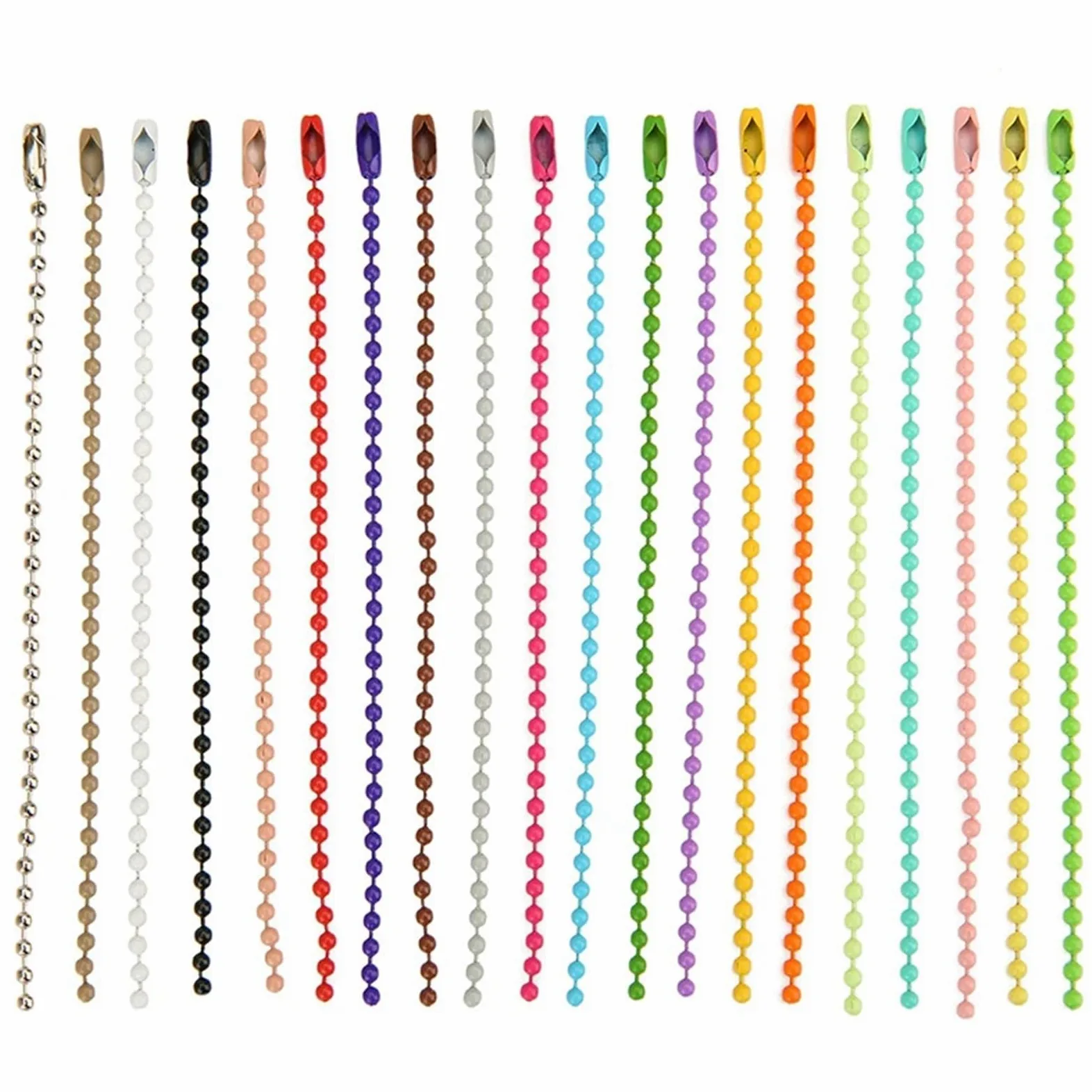 Łańcuszek kulkowy brelok 400 szt. Stop metali 12 cm łańcuszki z koralikami do klamry breloki wyrobu biżuterii(Color03)