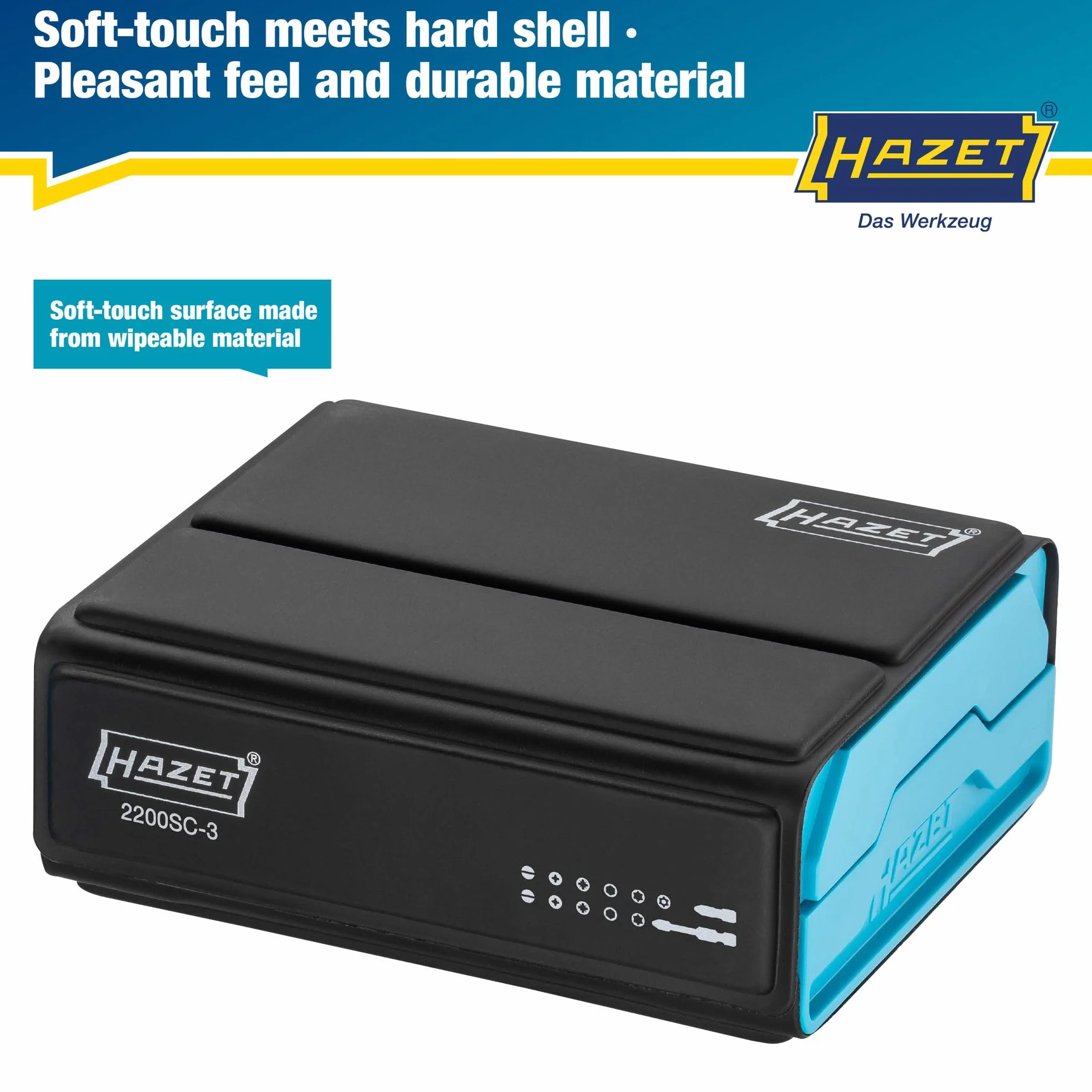 HAZET Smartcase zestaw bitów 2200SC-3 I 96-częściowy, napęd: sześciokąt 6,3 1/4 cala, wiele narzędzi na najmniejszej przestrzeni dla najlepszego przeglądu I składany zestaw narz