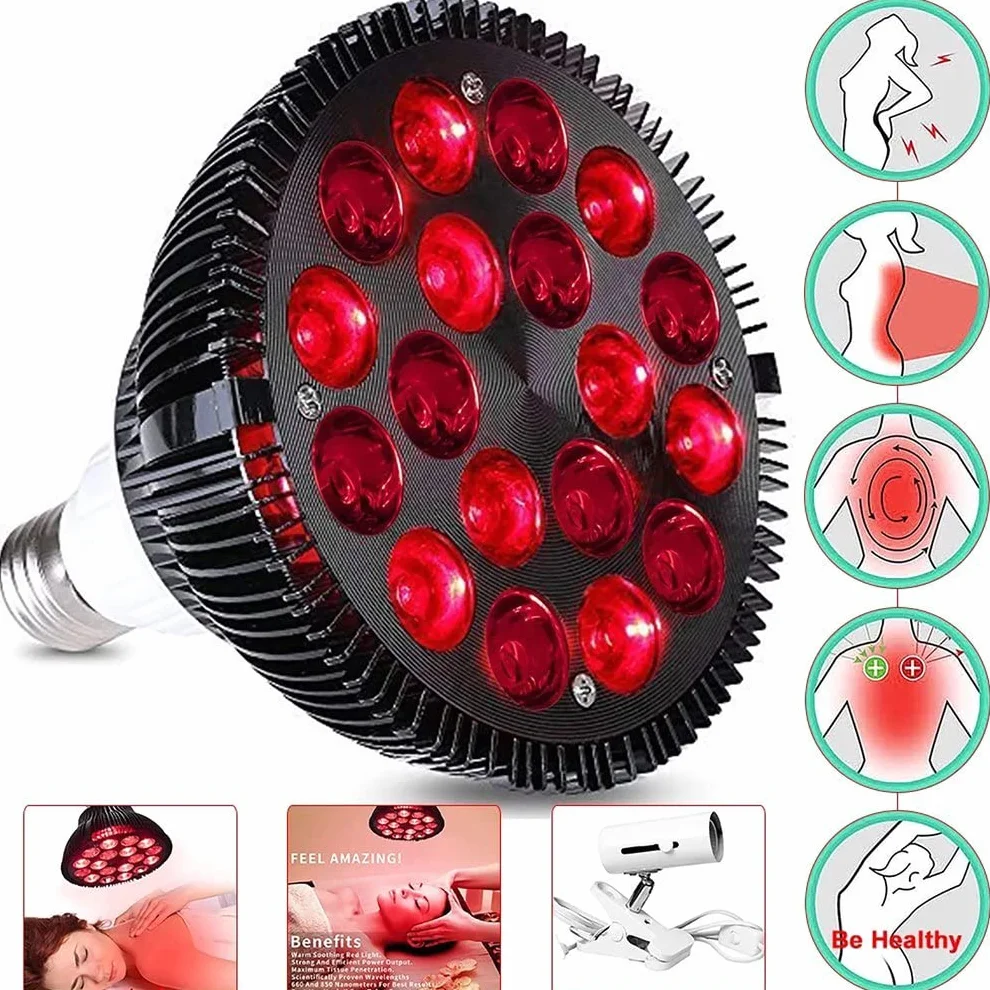 Czerwona lekka Lampa terapii 54W LED podczerwone urządzenie terapeutyczne 660nm 850nm do pomiaru bólu Anti starzejące się wzrost włosów
