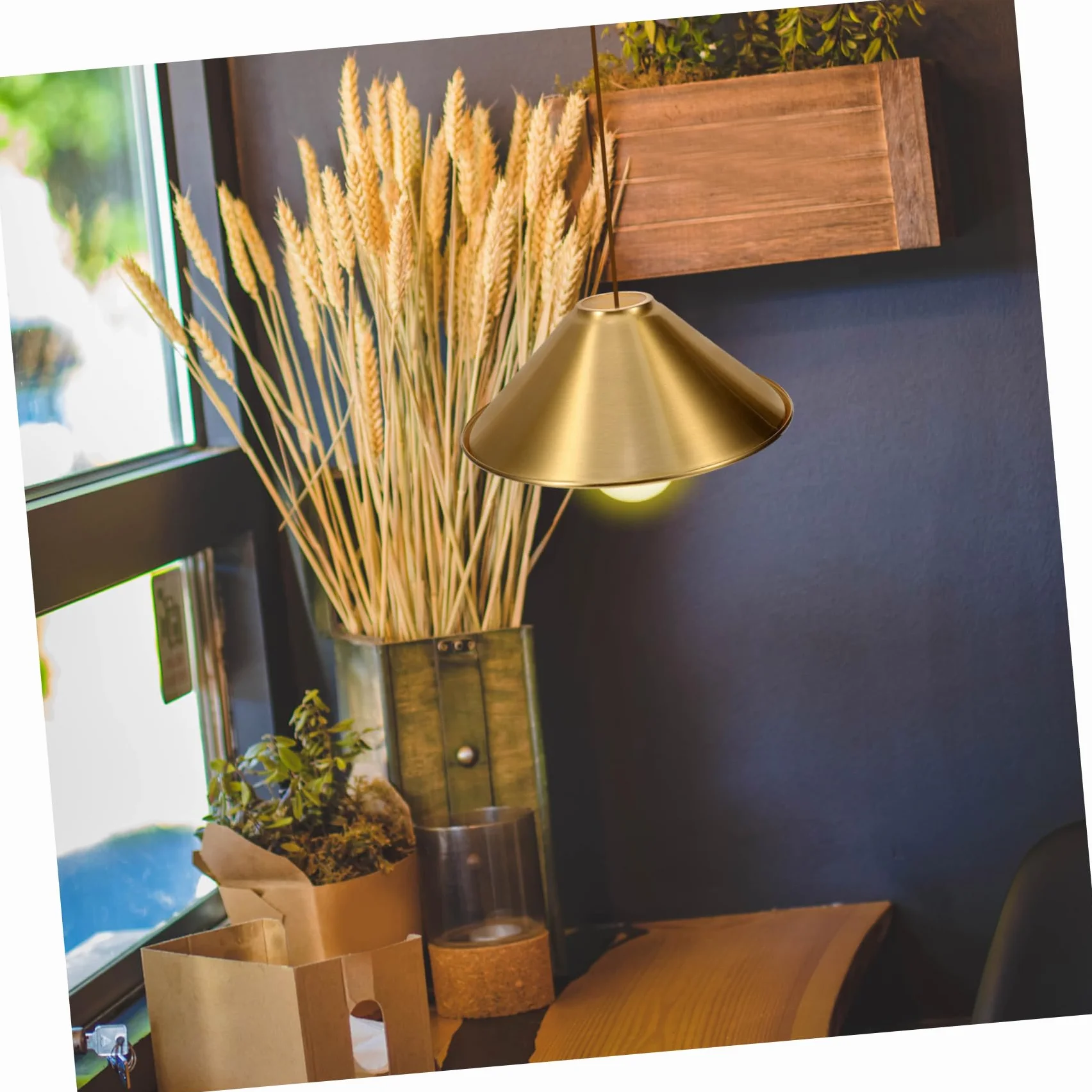 OUNONA Lampa Wisząca z Żelaza Kształcie Stożka Miedziany Klosz Dekoracyjny Abażur Do Lamp Sufitowych Idealny Do Salonu Restauracji i Barów