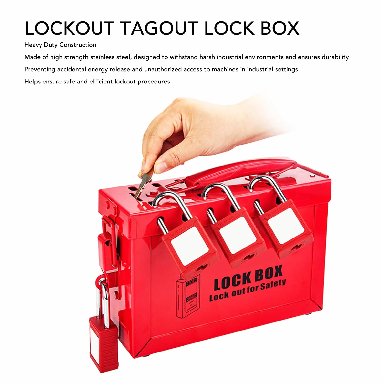 498A Red Lockout Tagout Box, Wytrzymała Konstrukcja, pojemność 12 Kłódek, Wszechstronna Blokada Wyłącznika, Blokada Zaworu