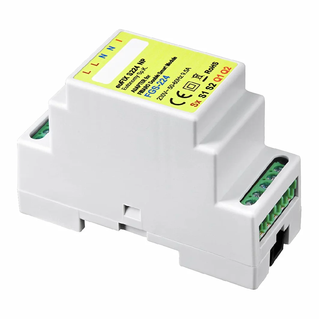 Adapter euFIX do szyny DIN do FIBARO Double Smart Module bez przycisków, euFIX S224NP
