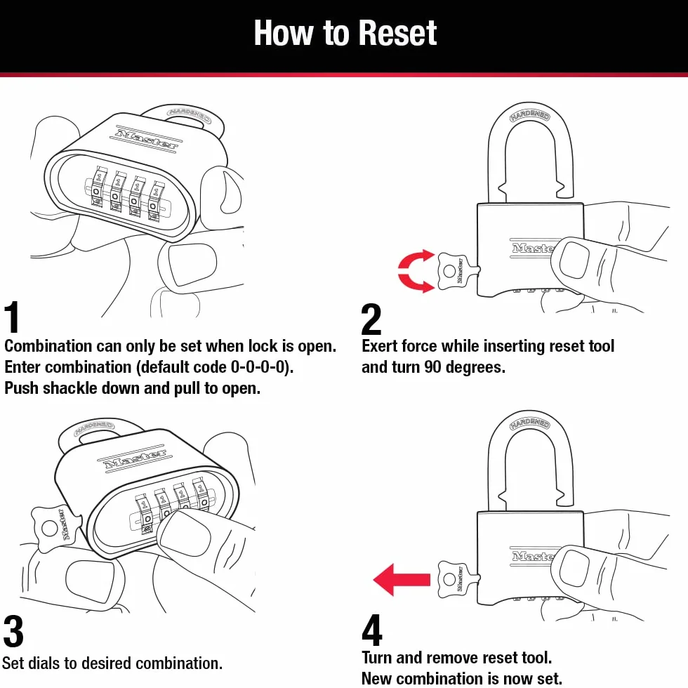 Master Lock 178D Ustaw własny zamek szyfrowy, czarny, 1 opakowanie