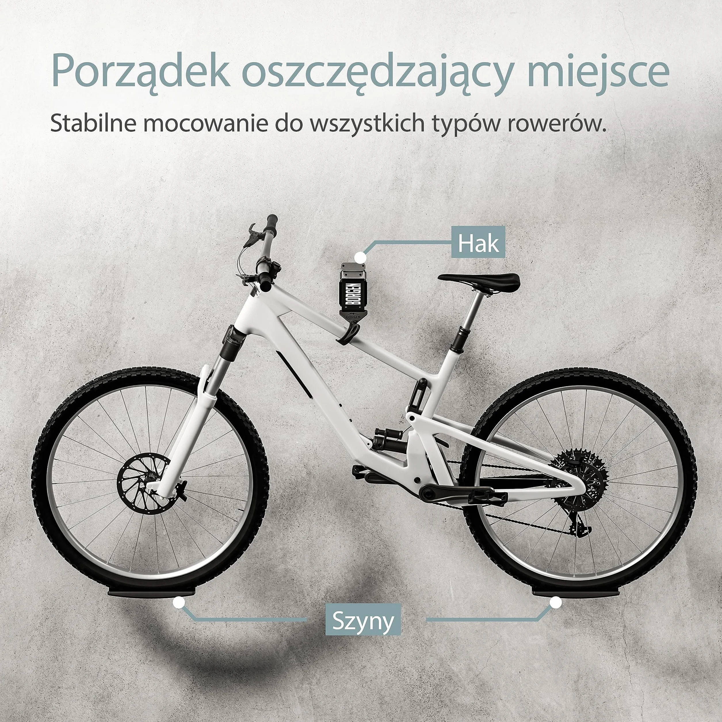 Borgen uchwyt na rower - regulowany uchwyt - kompatybilny z rowerami elektrycznymi, szosowymi, MTB i wyścigowymi - gumowany hak przed zarysowaniami