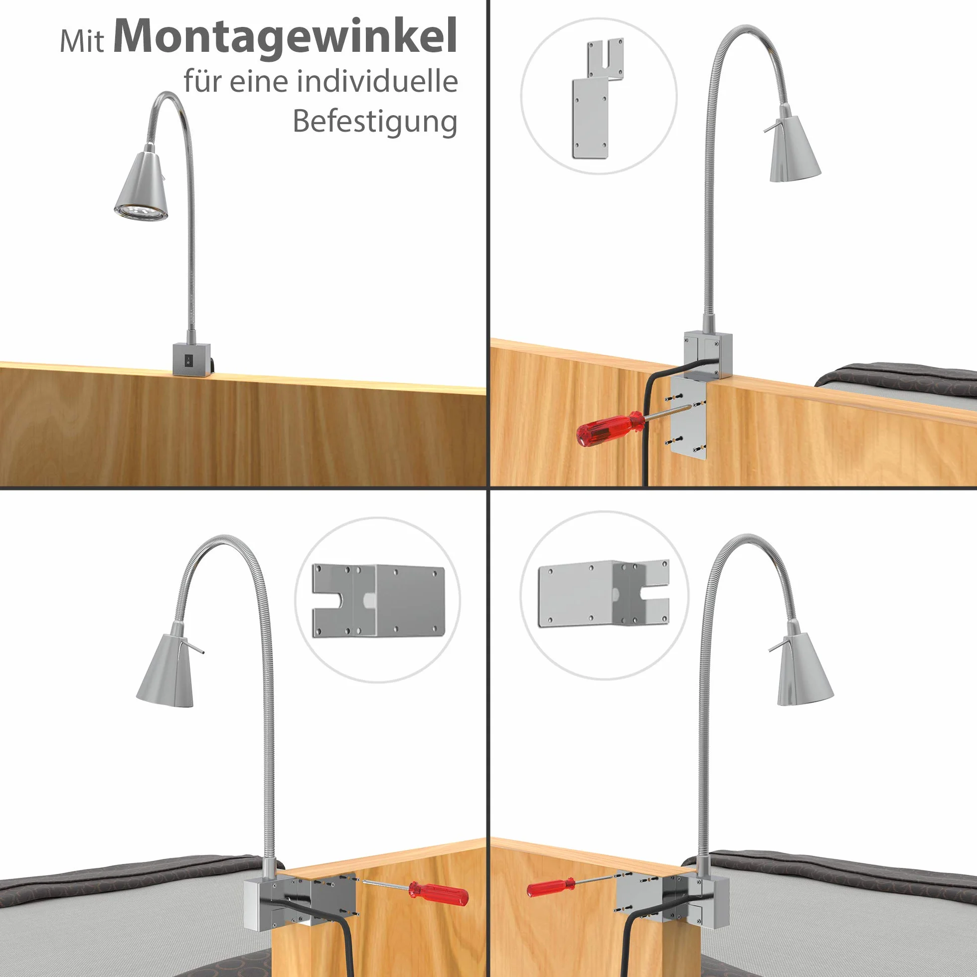BRILONER - Zestaw 2 Lamp LED do Czytania, Włącznik/Wyłącznik, Wychylna z Wieloma Pozycjami, Lampa Ścienna, Lampka Nocna