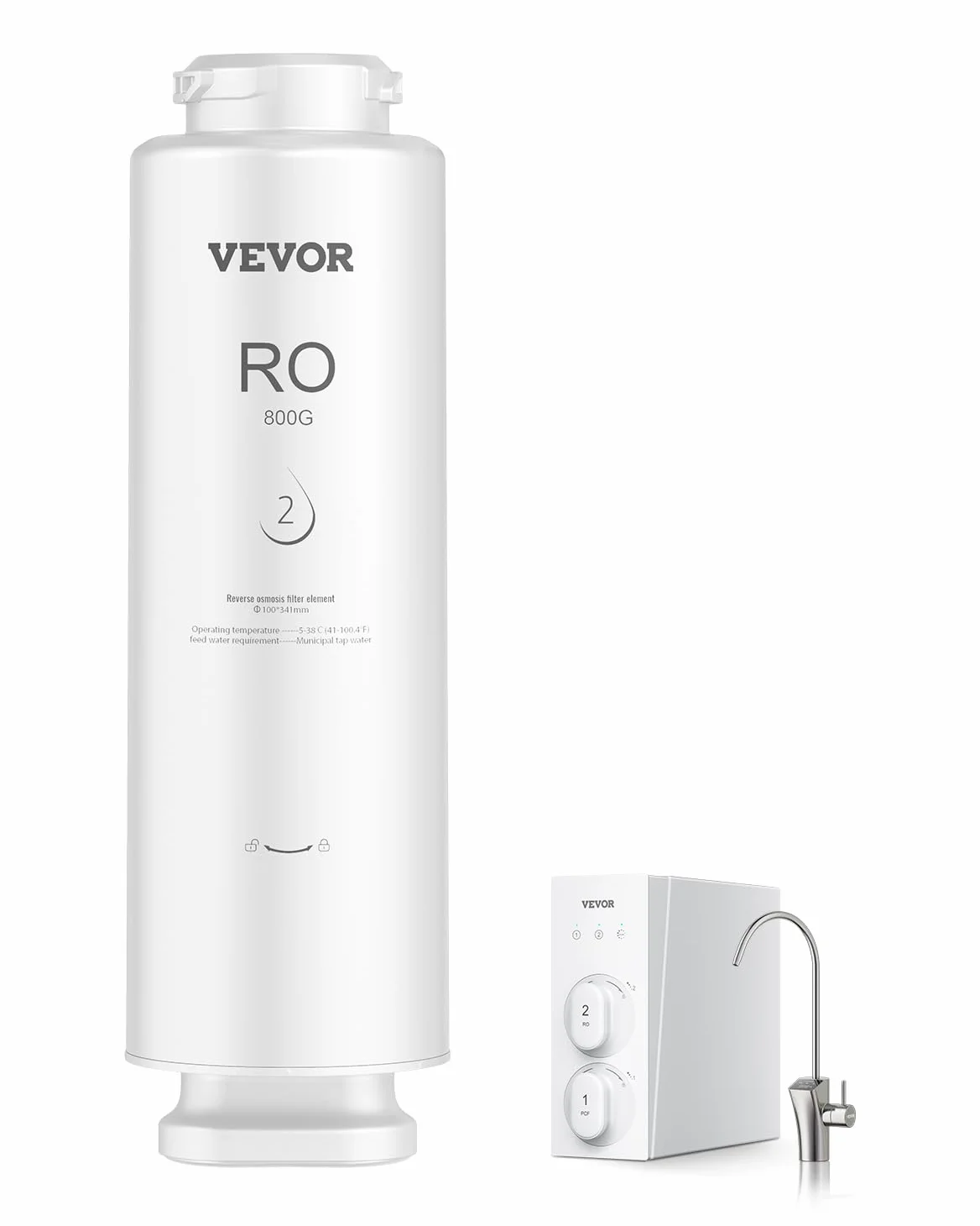 VEVOR System odwróconej osmozy 800 GPD, 11-stopniowy filtr odwróconej osmozy, wkład filtra RO na 24 miesiące, redukuje ołów i chlor, kompatybilny z filtrami wody pod zlewem