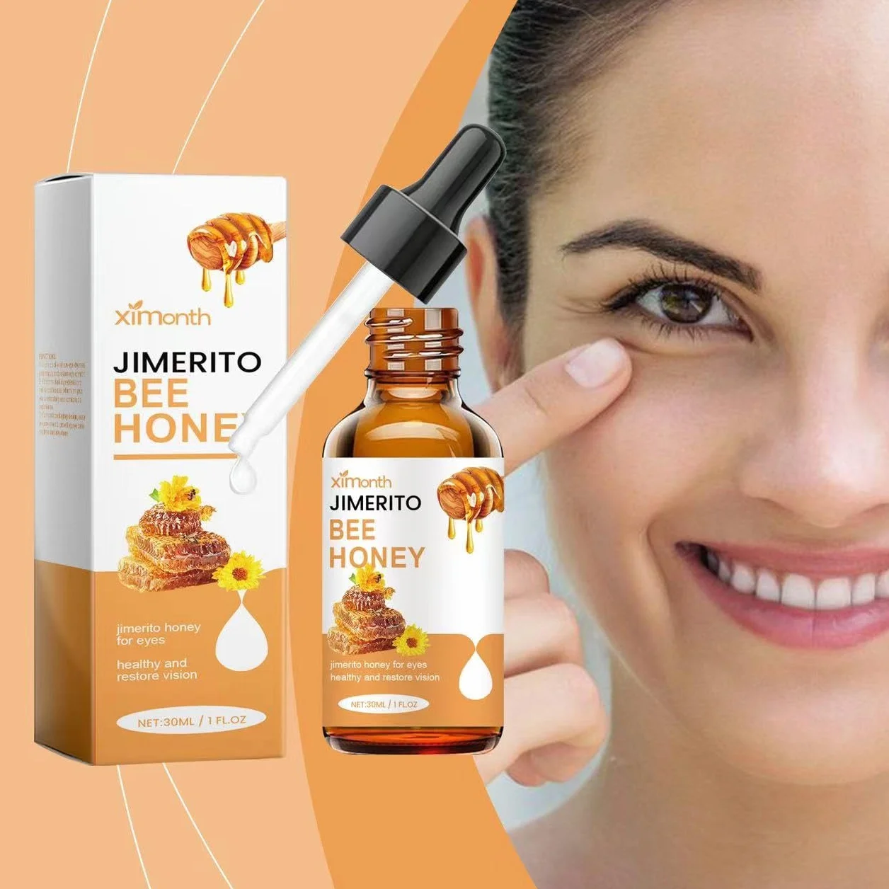 Jimerito Honey for Eye, Jimerito Honey Eyes Drops, Uspokajają I Odżywiają Oczy 100% Naturalnymi Kroplami Do Oczu Z Bezżądłowym Miodem Pszczelim, Dla Oczu, Dla Zdrowia Oczu, Odporności (3 Szt.)