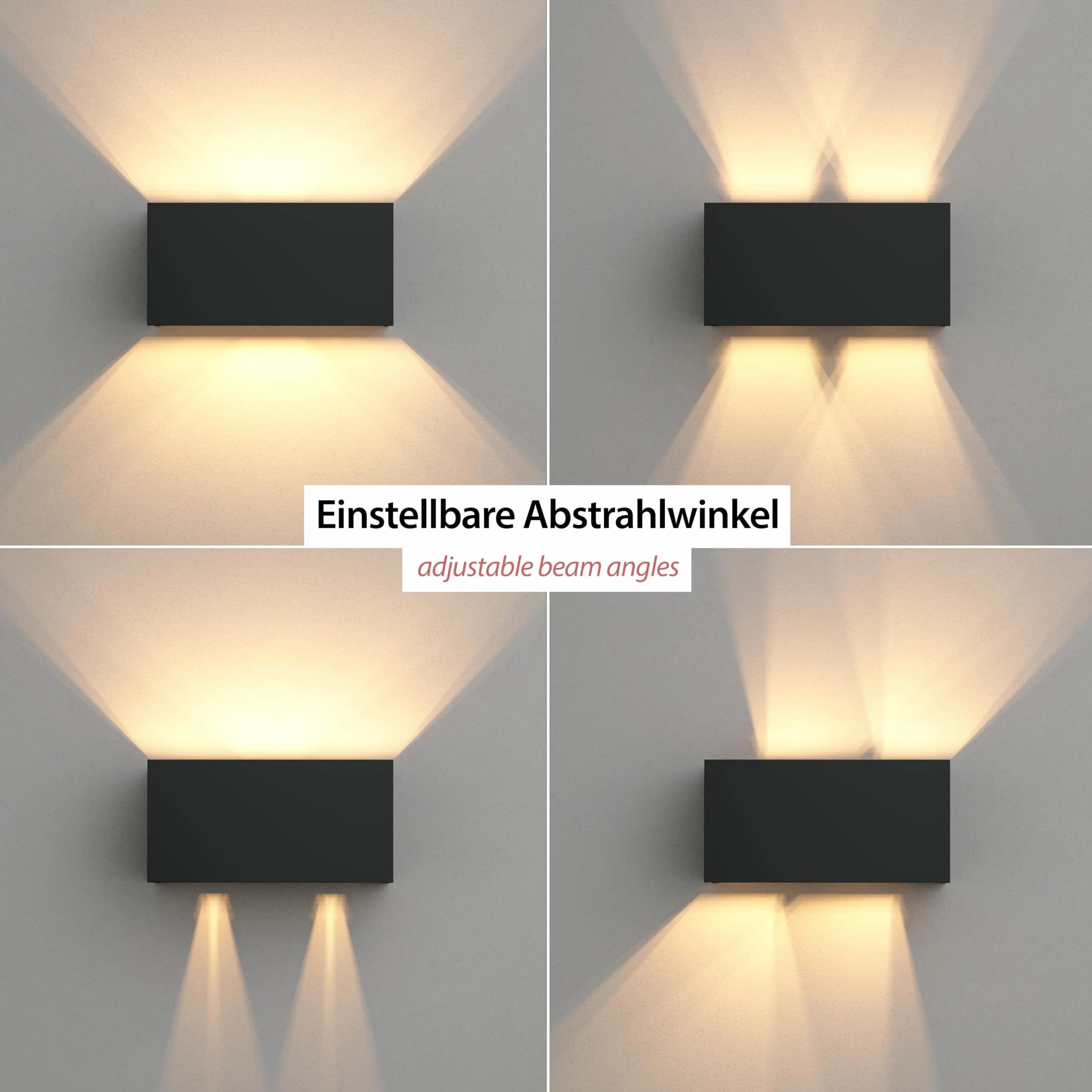 ledscom.de Lampa ścienna CUBEL na zewnątrz, IP65, góra/dół, czarny mat, kątowa, 2x G9 maks. 10W