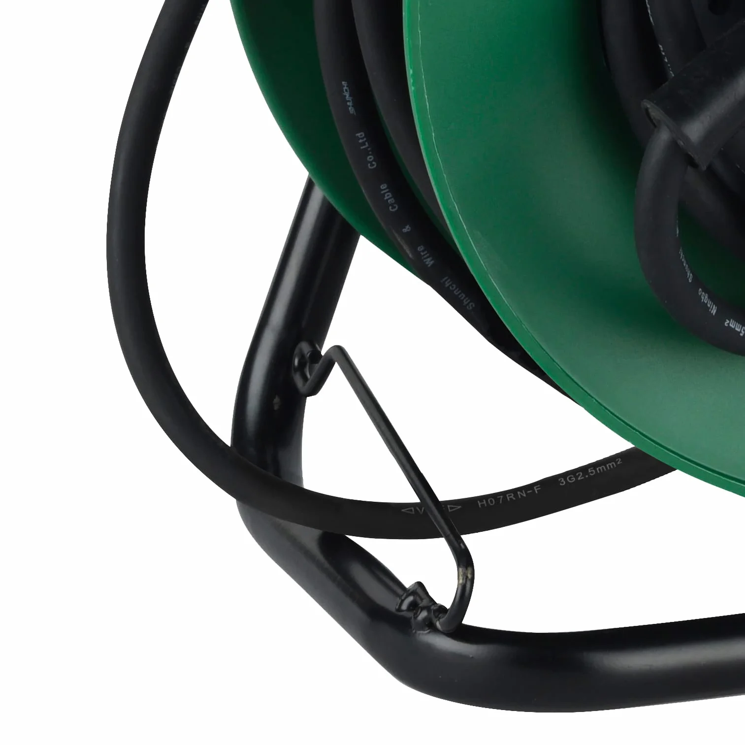 Electraline 49209 Gumowy przedłużacz elektryczny z nawijaniem kabla samochodowego, kempingowego, przyczepy kempingowej, z trójbiegunową wtyczką CEE i ceną przemysłową IEC-IP44, zielony/czarny, 25 M