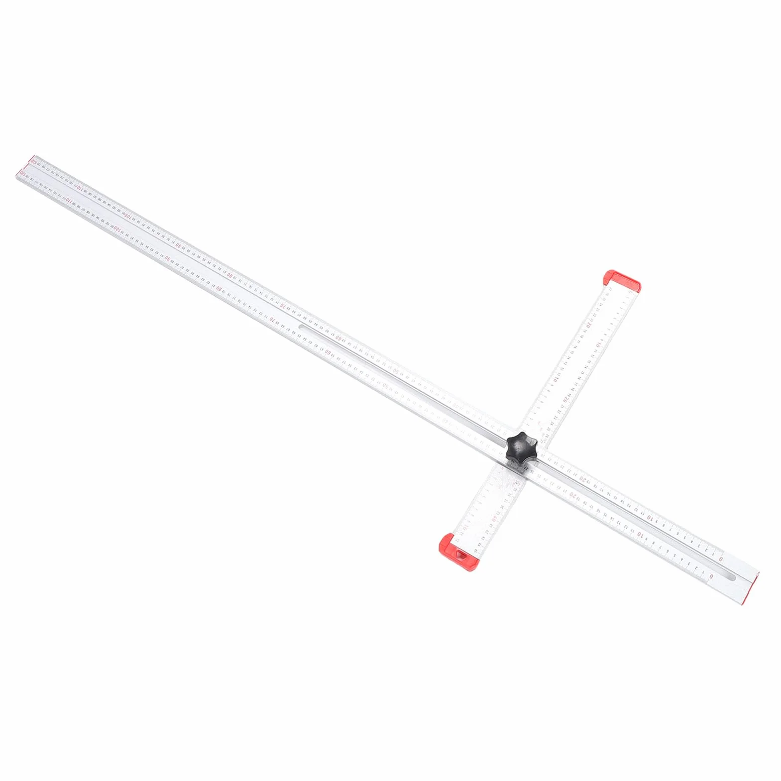Eujgoov Regulowany Kątownik do Płyt Gipsowo-kartonowych 120 Cm Aluminiowy Przyrząd Pomiarowy, Linijka Wielokątna z głowicą przesuwną, Dwustronna Skala do okuć Meblowych, Znakowanie