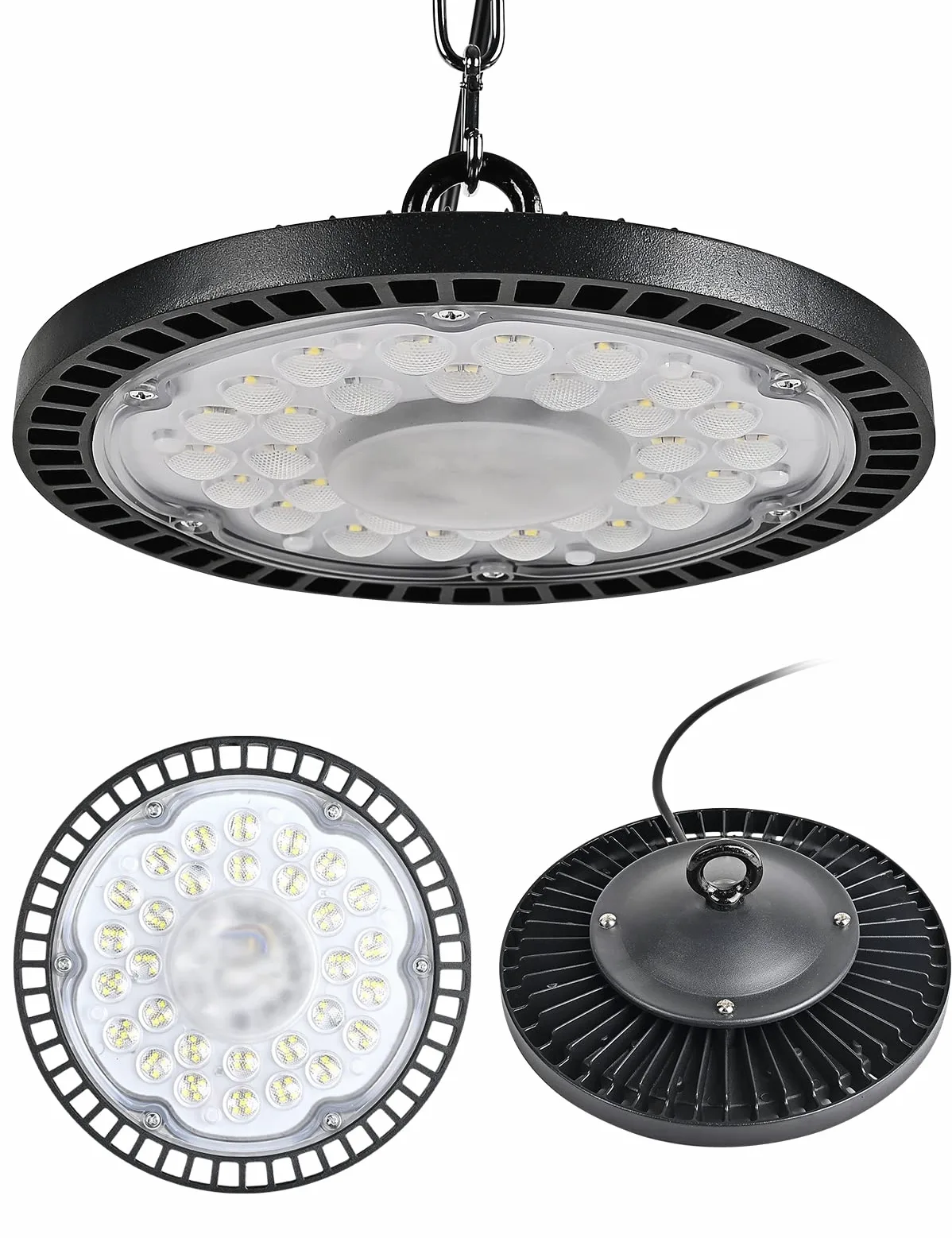 100W LED UFO High Bay Light, 10000LM Industrial Led Reflektor, IP65 Wodoodporny UFO LED Kryty reflektor 6000-6500K Zimna biel Led Warsztat UFO do Garażu Fabryka Hale (1 szt., 100W)