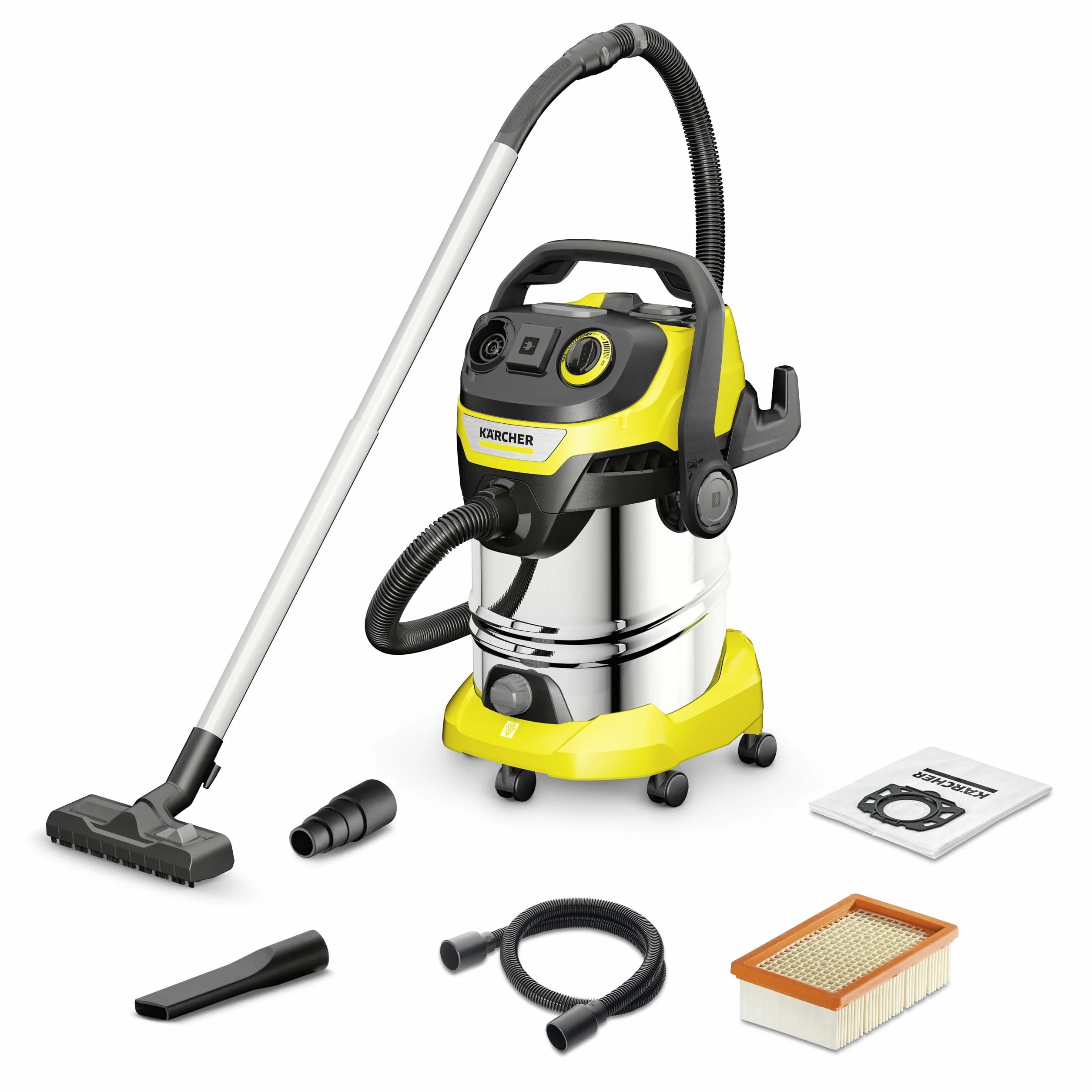 Kärcher Odkurzacz na Mokro/Sucho WD 6 P S V-30/6/22/T, gniazdo, płaski filtr falisty, opatentowana kaseta z filtrem, czyszczenie filtra, 1300 W, zbiornik: 30 l i spust wody, wąż ssący: 2,2 m
