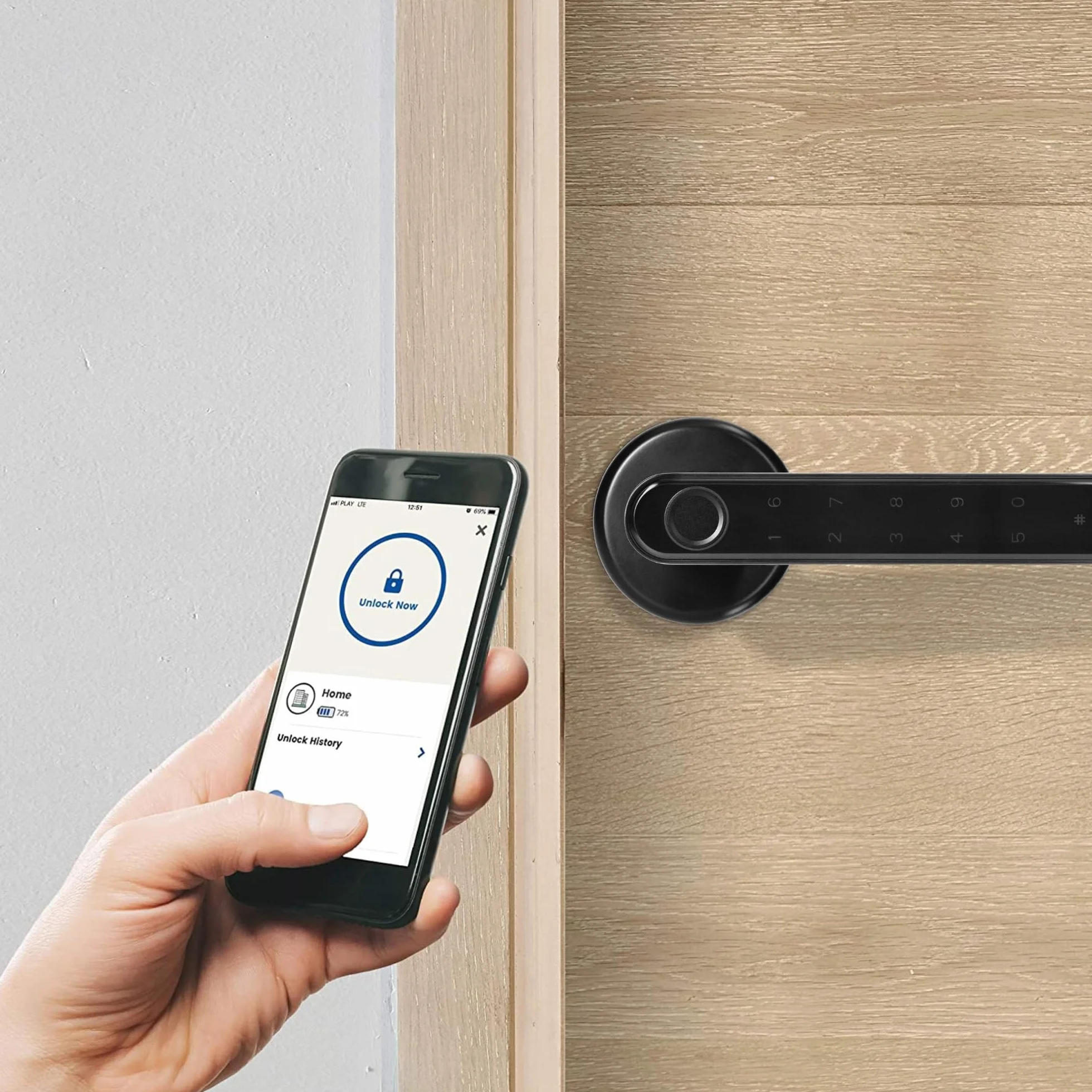 Klamka Szyfrowa Bluetooth 5.0 Zamek do Drzwi Tuya Smart Czarny IP20
