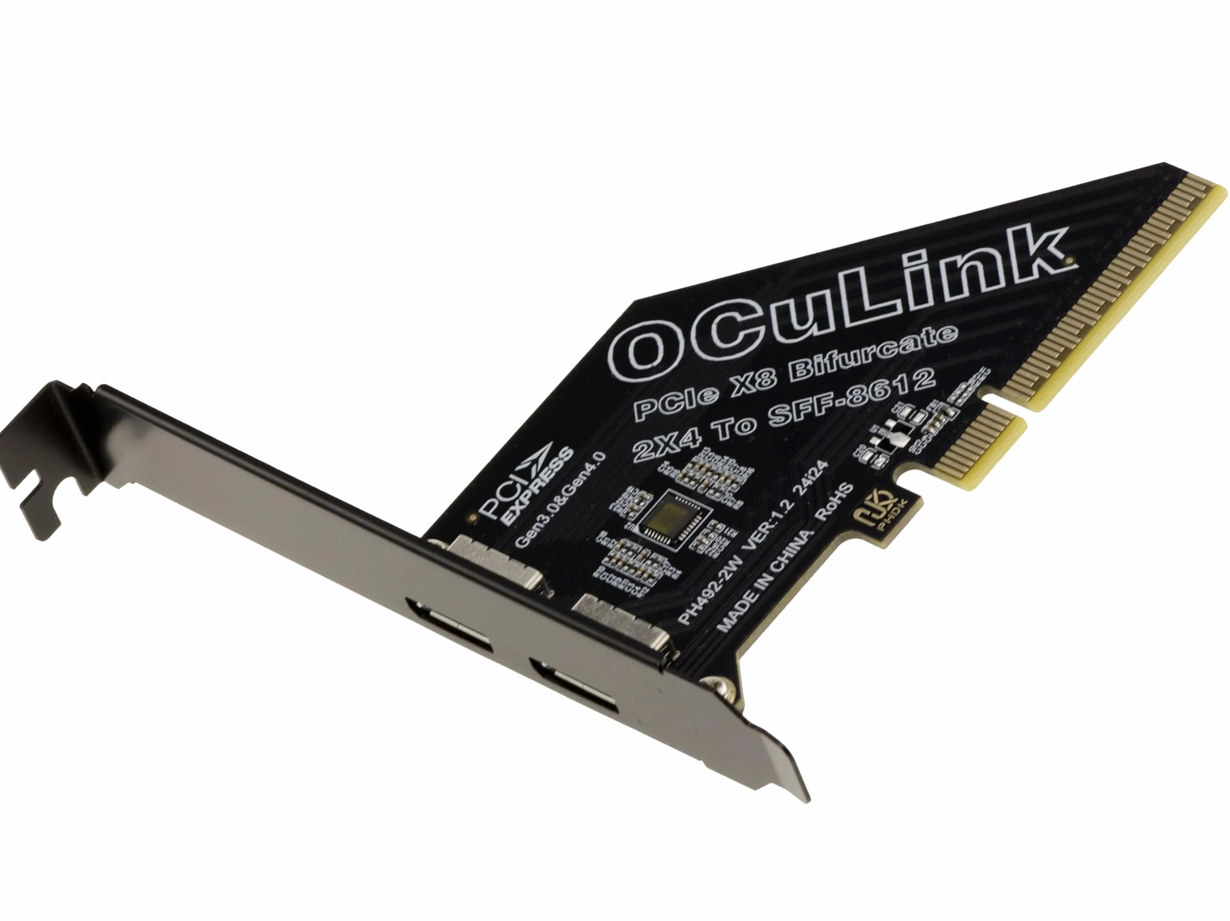 KALEA-INFORMATIQUE Karta kontrolera Oculink SFF-8612 SFF-8611 PCIe Gen 4.0 x8 do 2 portów dla płyty głównej z trybem widełkowym