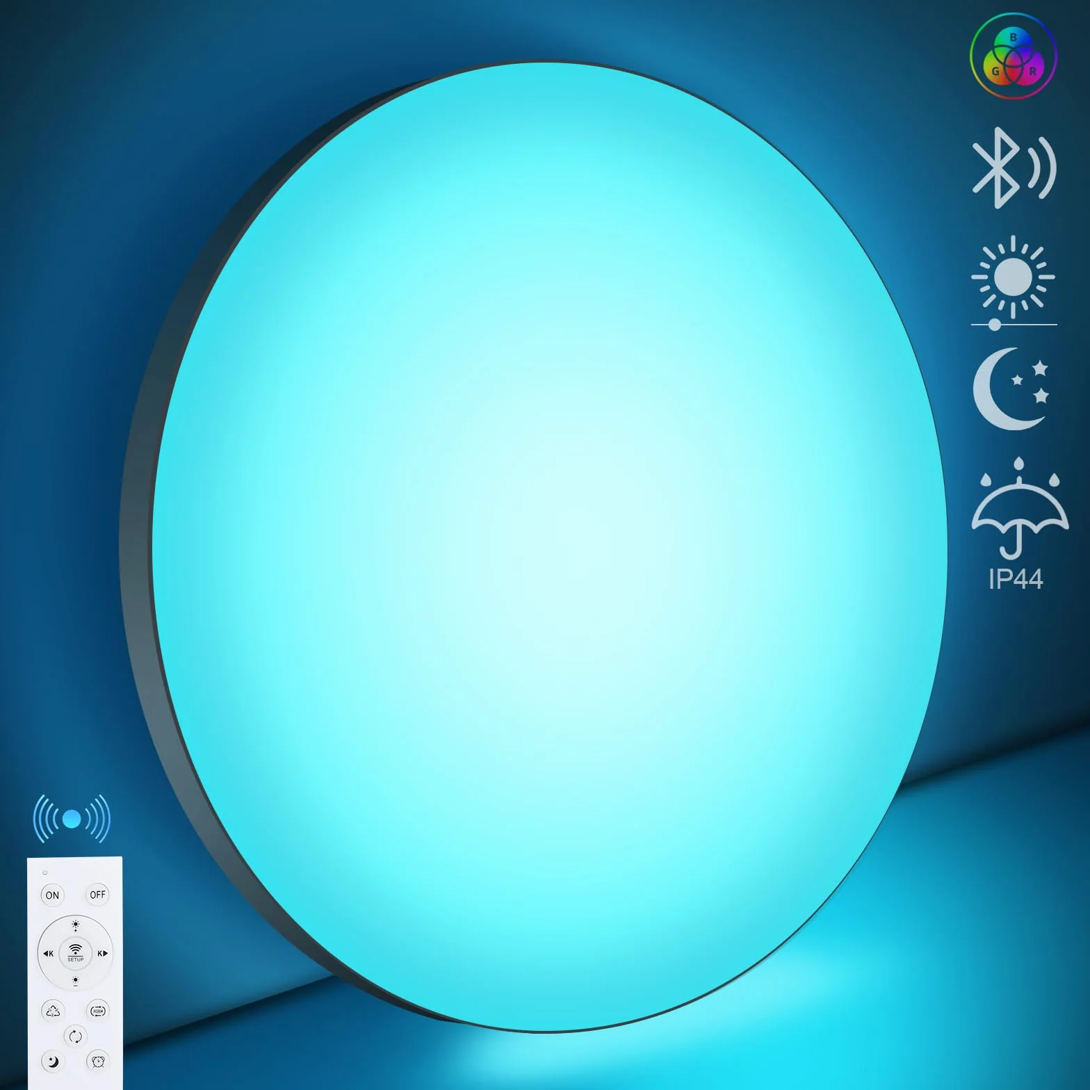 Lampa sufitowa LED, możliwość ściemniania, okrągła, czarna, 24 W, z pilotem, RGB sterowana aplikacją, 2700 K-6500K, inteligentna lampa sufitowa LED, do pokoju dziecięcego, biura, salonu, Ø30