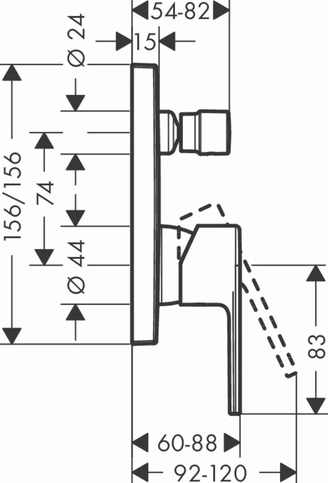hansgrohe Vernis Shape - bateria wannowa podtynkowa do 2 odbiorników, armatura łazienkowa do iBox universal, jednouchwytowy kran wannowy, czarny matowy, 71468670