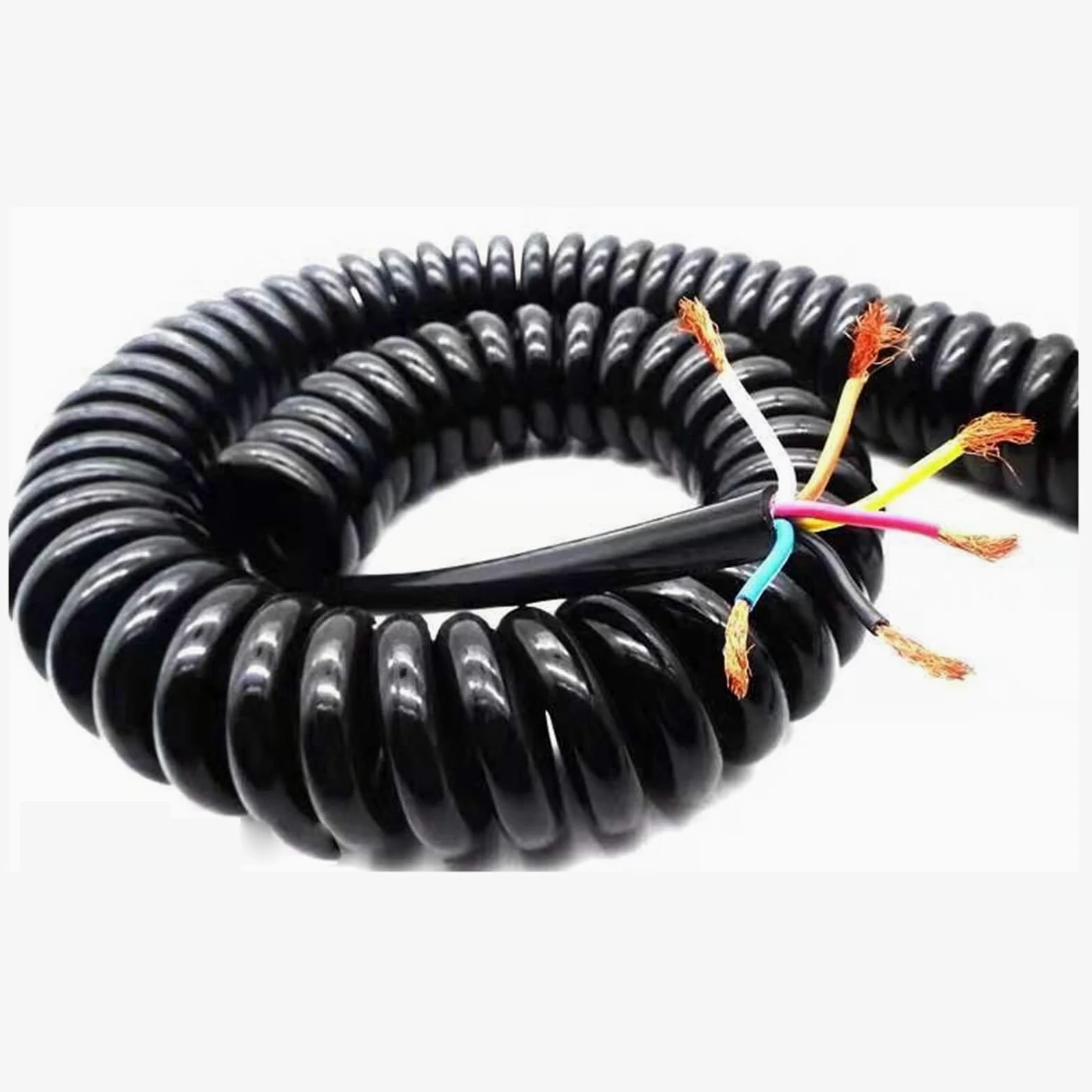 Kabel spiralny teleskopowy, Kanał 24AWG, 6-żyłowy, spiralny, teleskopowy kabel połączeniowy 0,2 mm²,5-7,5 metra(5meter)
