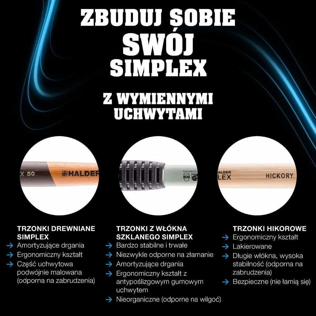 Młotek brukarski gumowy/SUPERPLASTIK SIMPLEX 50mm 1,1kg HALDER