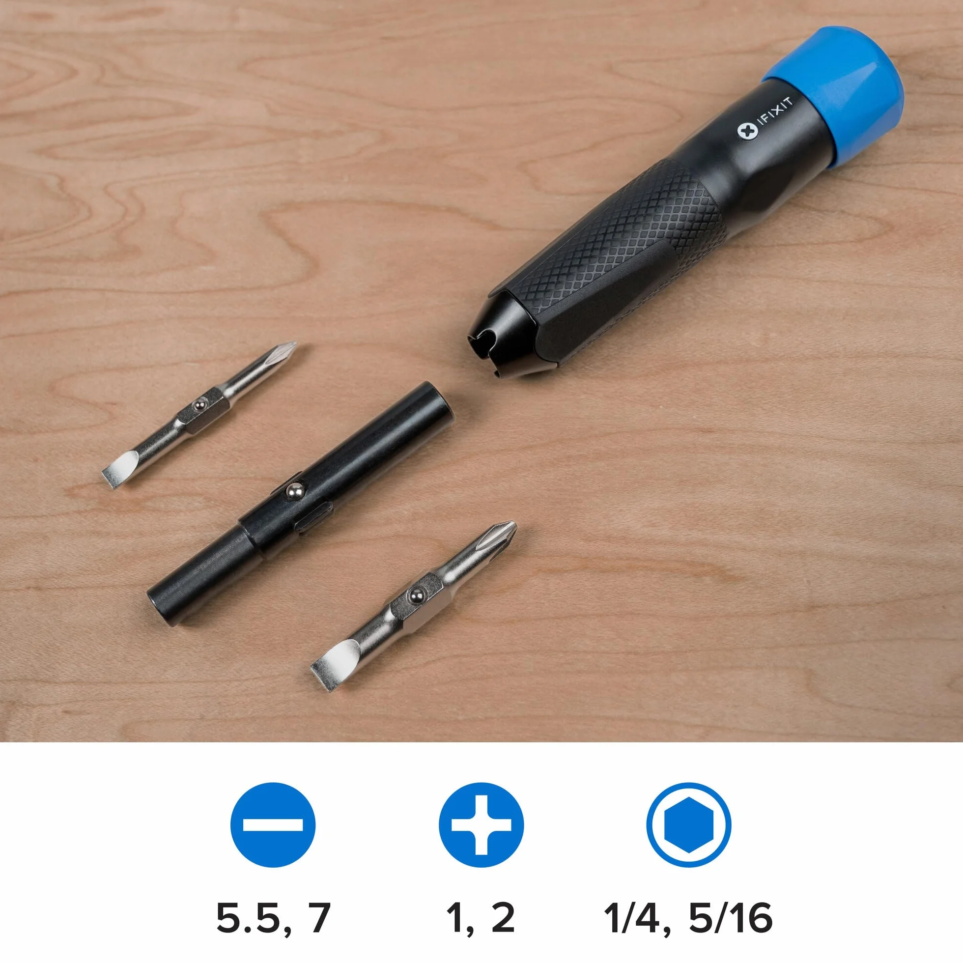 iFixit Narwhal – wkrętak 6 w 1 z końcówkami krzyżakowymi, płaskimi i nasadowymi do napraw elektroniki i majsterkowania w domu