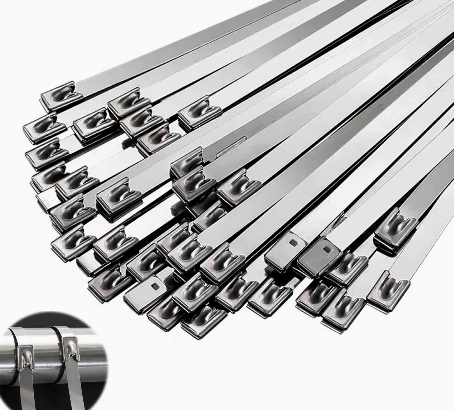 100 Szt. Metalowych Opasek Zaciskowych, Szerokość 4,6-19 mm, Długość 100-1500 mm, Opaski Zaciskowe Ze Stali Nierdzewnej 304, Wytrzymałe, Do Wiązania, Ogrodnictwa, Na Zewnątrz(7.9x700mm)