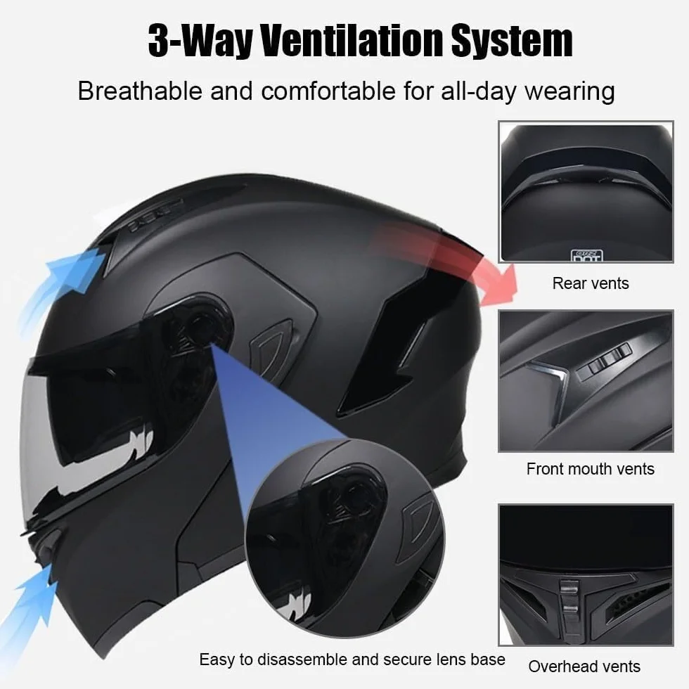 Modułowe kaski Bluetooth Kask motocyklowy Flip-Up Road Legal Kaski motocyklowe z homologacją ECE Podwójne wizjery przeciwmgielne Kask ochronny dla dorosłych mężczyzn i kobiet Kaski integralne(5,