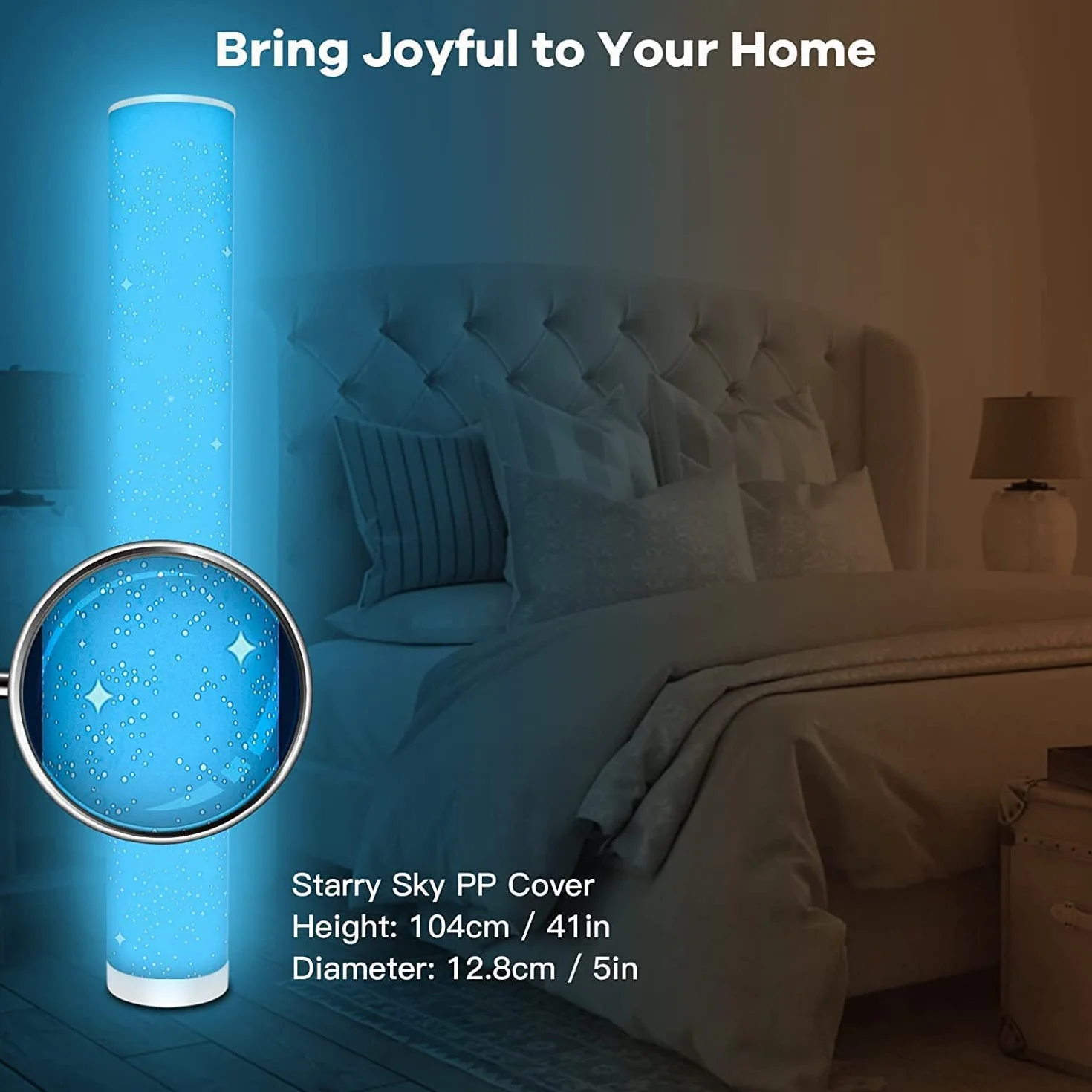 Lacasa Inteligentna Lamp Podłogowych LED, 2 Szt Narożna Lampa Światło Białe i Zmieniające Kolor RGB z Pilotem, Ściemniane Lampy Stojące na Kolumnach Lampy Nastrojowe do Salonu, 10W, Wysokość 104cm