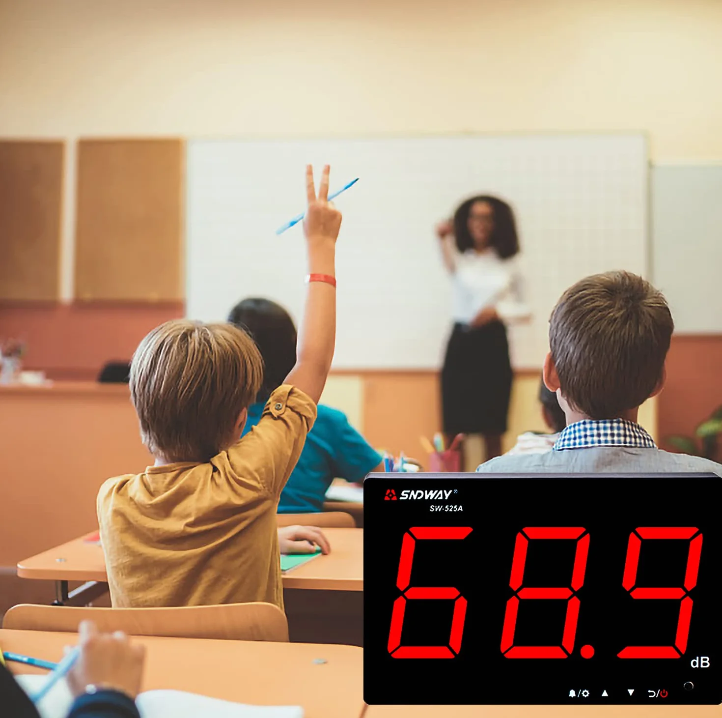 Miernik decybeli 30 dB-130 dB, miernik poziomu dźwięku do zawieszenia na ścianie z podświetleniem, miernik db z dużym ekranem, alarm do miejsc publicznych, restauracji, sali lekcyjnej