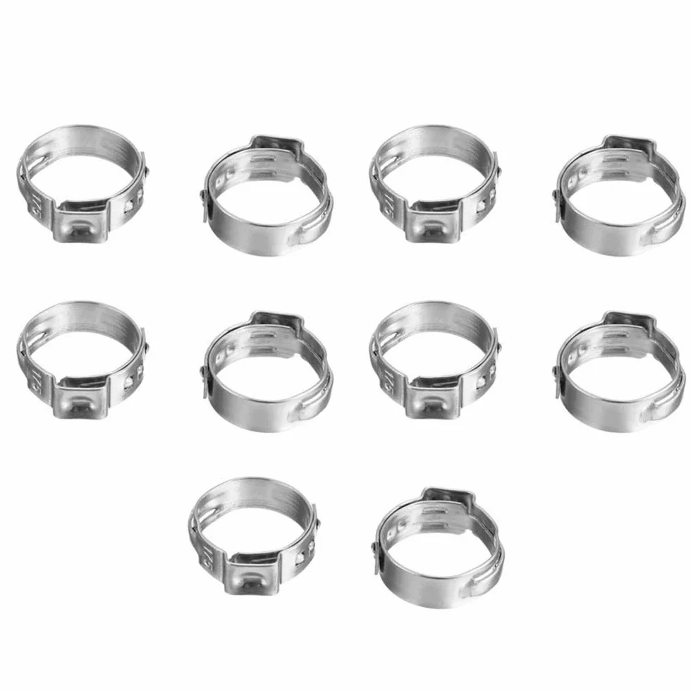 10 szt. pojedyncze klipsy do uszu ze stali nierdzewnej 304 6,5 mm - 50 mm, zacisk węża do rury rurowej, wytrzymałe zapięcie odporne na korozję 12,3, 14,8 mm