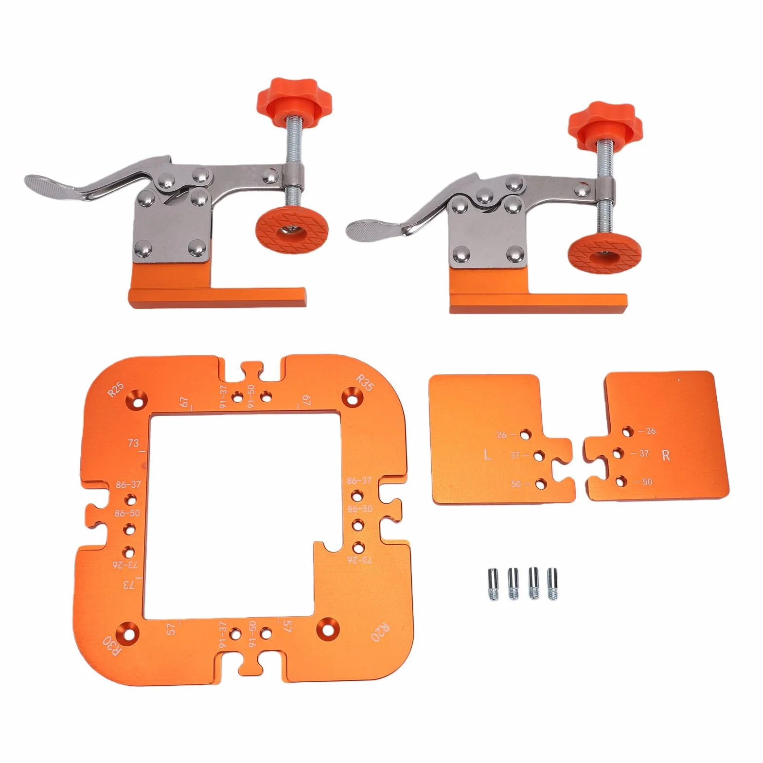 Fafeicy Szablon Promienia Narożnika Routera z Aluminium Stopowego | Szablon narożnika Router R20 R25 R30 R35 z zaciskiem mocującym do frezowania uchwytów drzwi szafkowych stolarka.