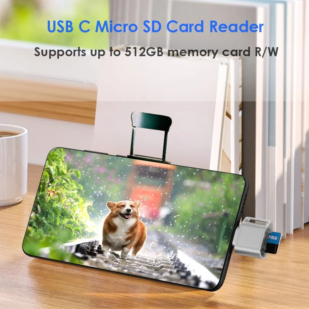 Czytnik kart micro SD, czytnik kart USB C SD, czytnik kart pamięci typu C TF z adapterem USB, czytnik kart USB C, Kompatybilny z MacBook iPhone 17/16/15 iPad Samsung Galaxy S25 S24 S23 A56 A36 A16 A15