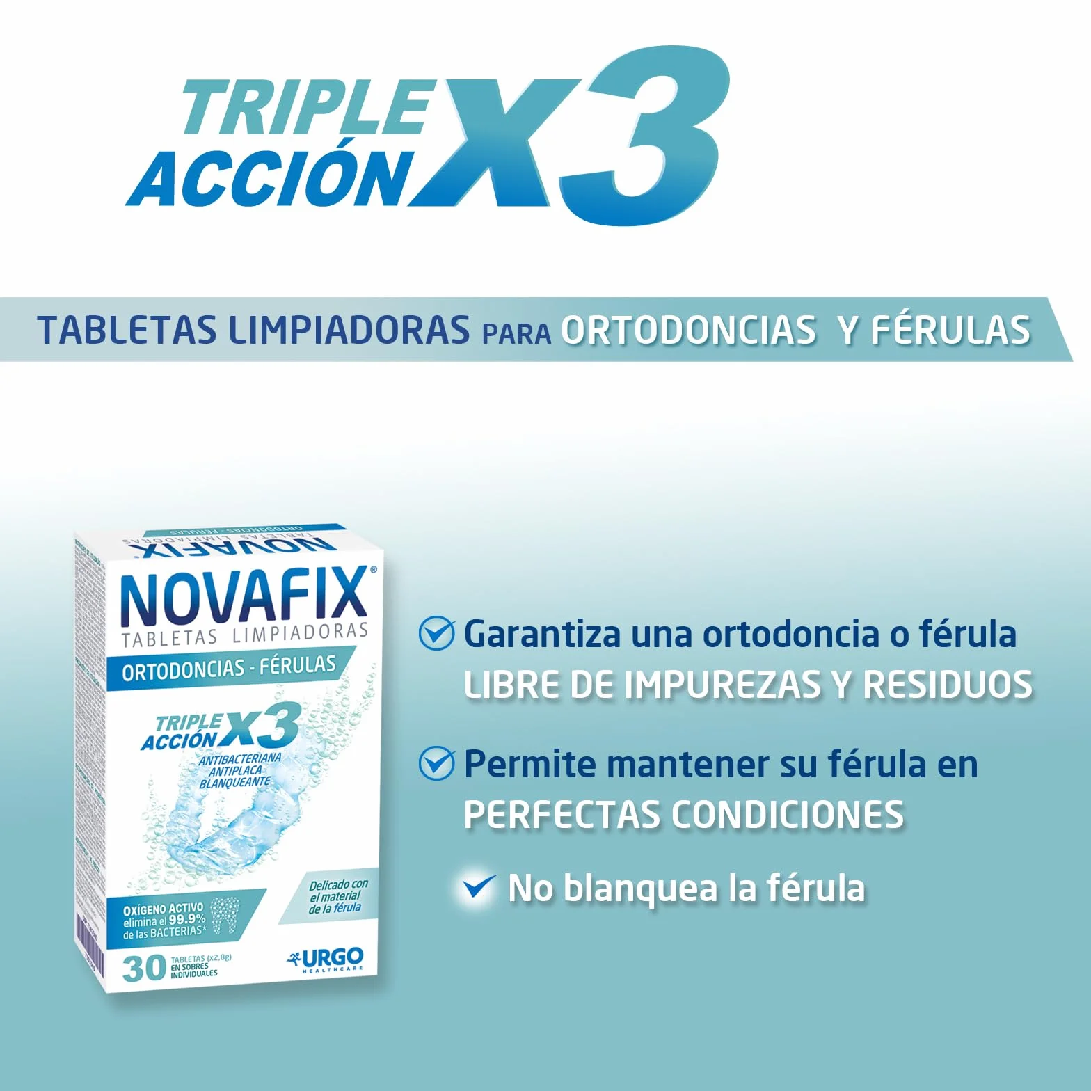 Novafix - Tabletki czyszczące Triple Action - Do ortodoncji i szyn