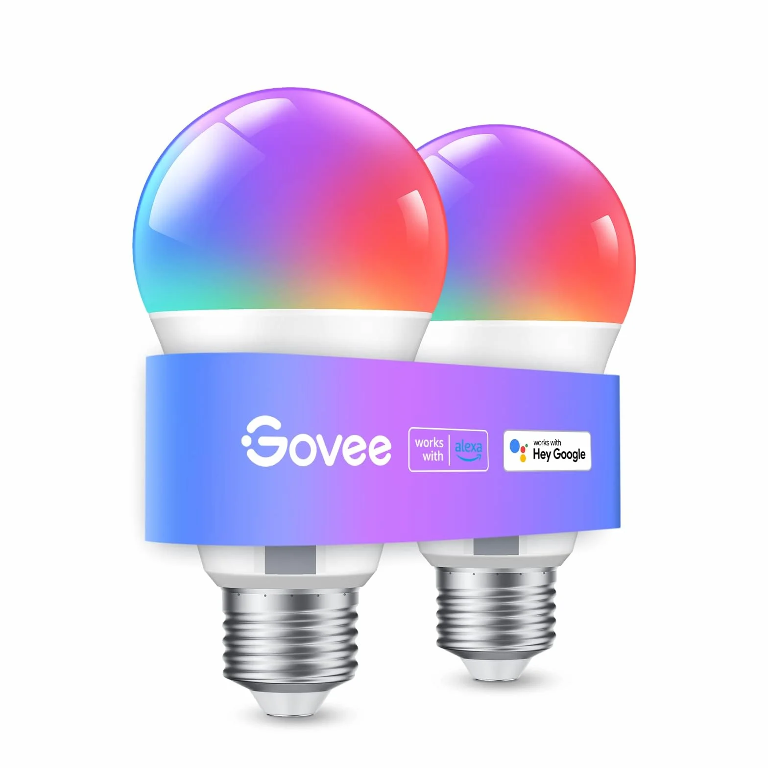 Govee Alexa inteligentna żarówka E27, zmiana kolorów z lampą do synchronizacji muzyki, WiFi i Bluetooth, inteligentna żarówka LED funkcjonowanie za pomocą aplikacji Google Assistant, 2 sztuki