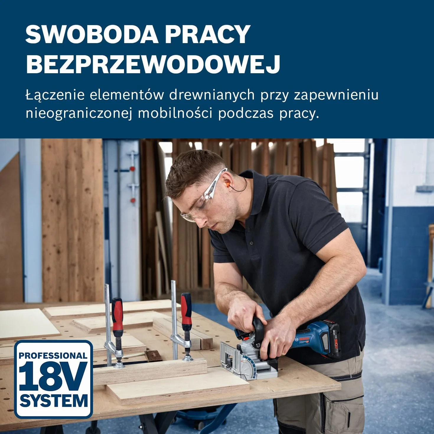 System profesjonalny 18 V firmy Bosch: lamelownica akumulatorowa GFF 18V-22 (frez tarczowy Ø 105 mm, worek na pył, płyta nasadzana, klucz widełkowy, wypełnienie, walizka L-BOXX, bez akum./ładowarki)