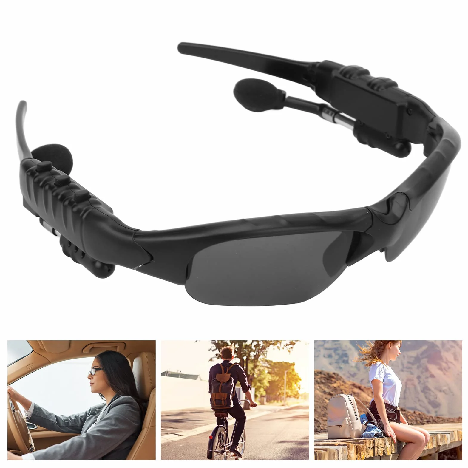Inteligentne Okulary Przeciwsłoneczne Bluetooth, Czarne Soczewki Polaryzacyjne Bezprzewodowe Muzyczne Okulary Przeciwsłoneczne, Otwarty System Głośników Stereo, Sportowe Okulary Przeciwsłoneczne na